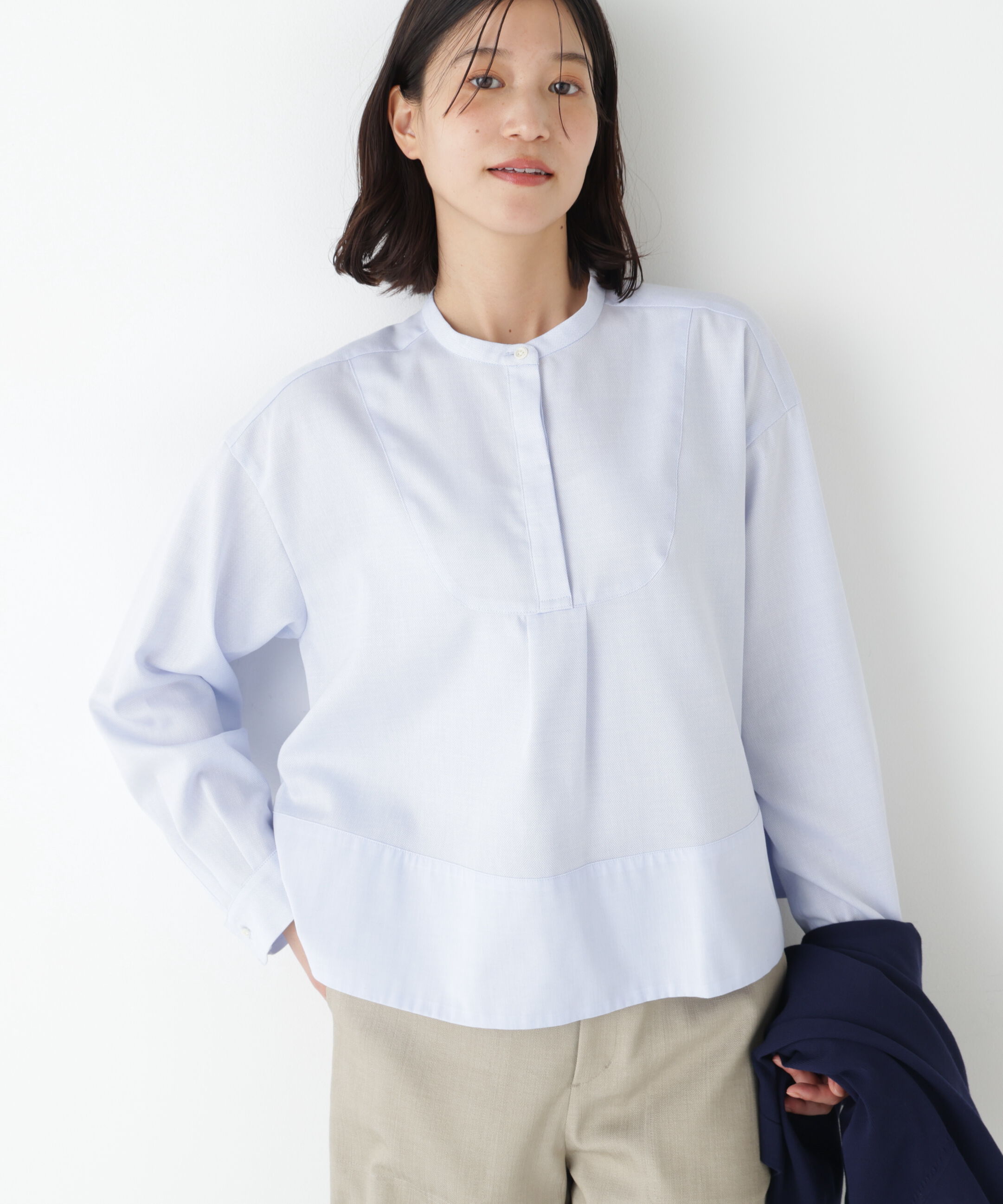  「◆アイスコットンドビーシャツ」|シャツ・ブラウス|サックス