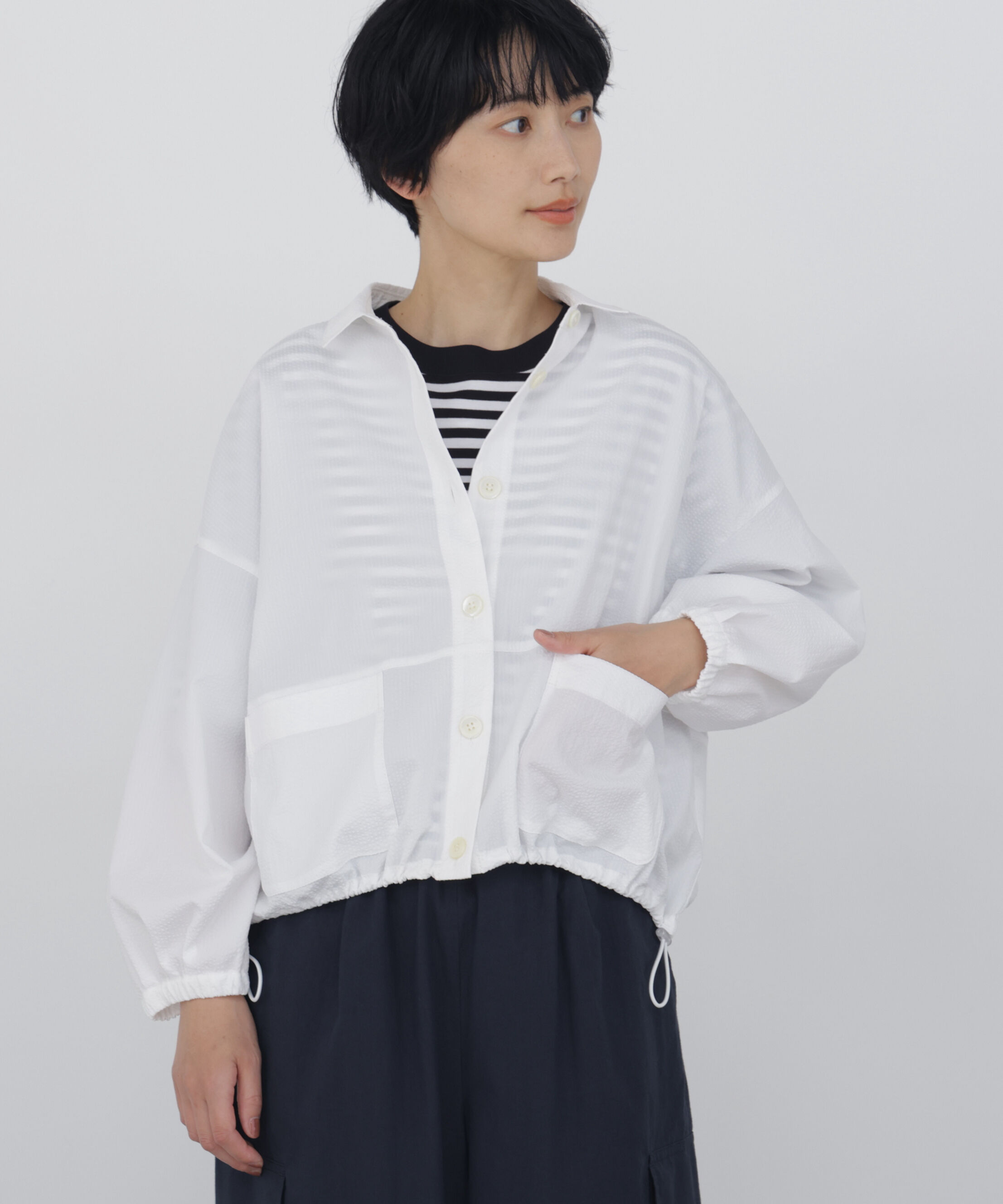  「◆サッカーシャツ羽織」|シャツ・ブラウス|ホワイト