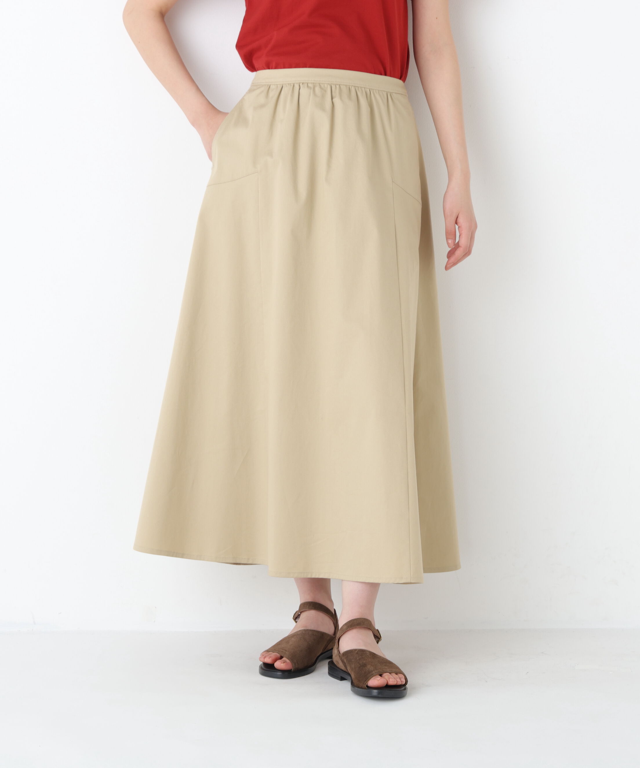  「◆ライトチノフレアスカート」|スカート|ベージュ