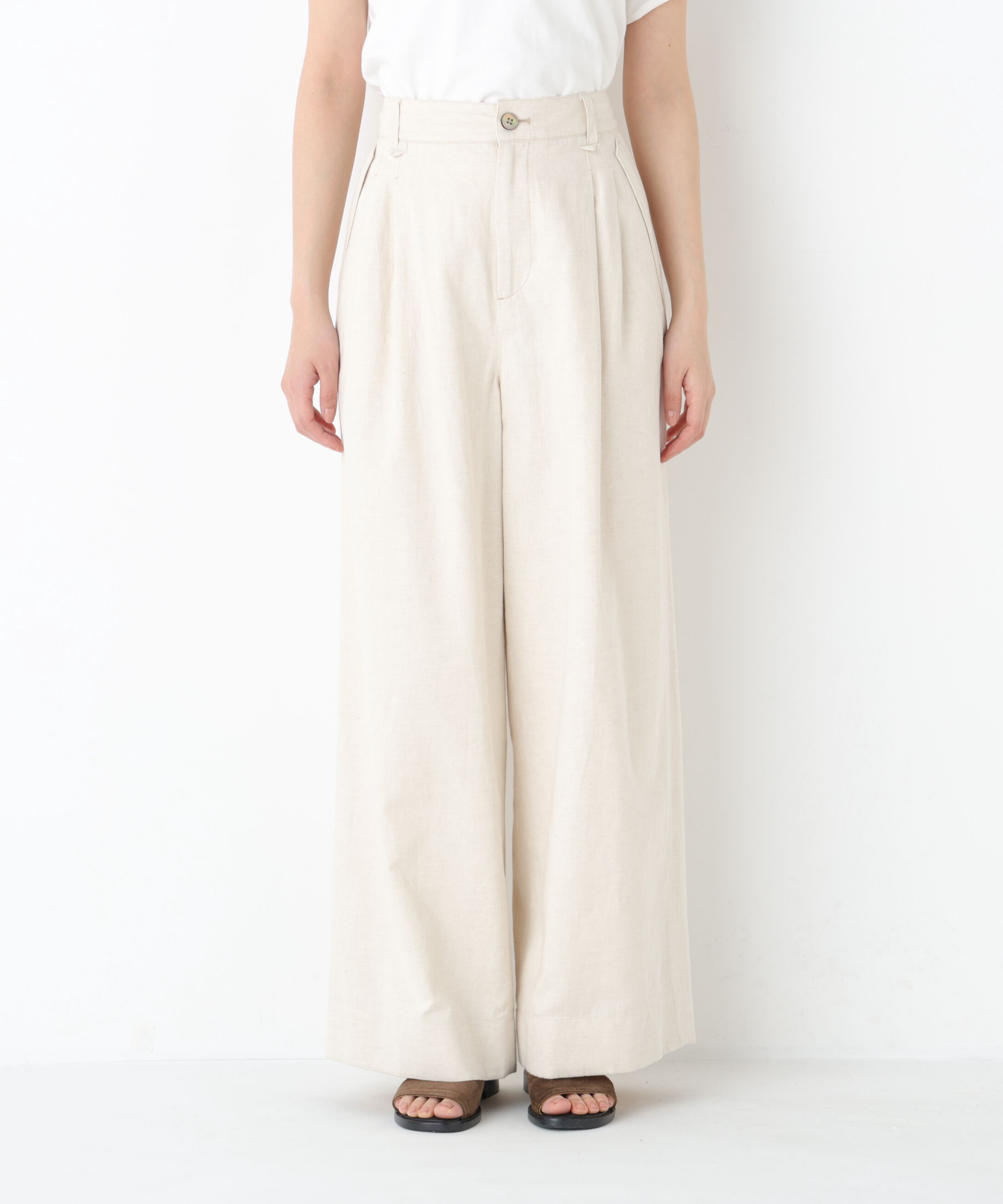  「◆綿麻ライトオンスデニムワイドパンツ」|その他|