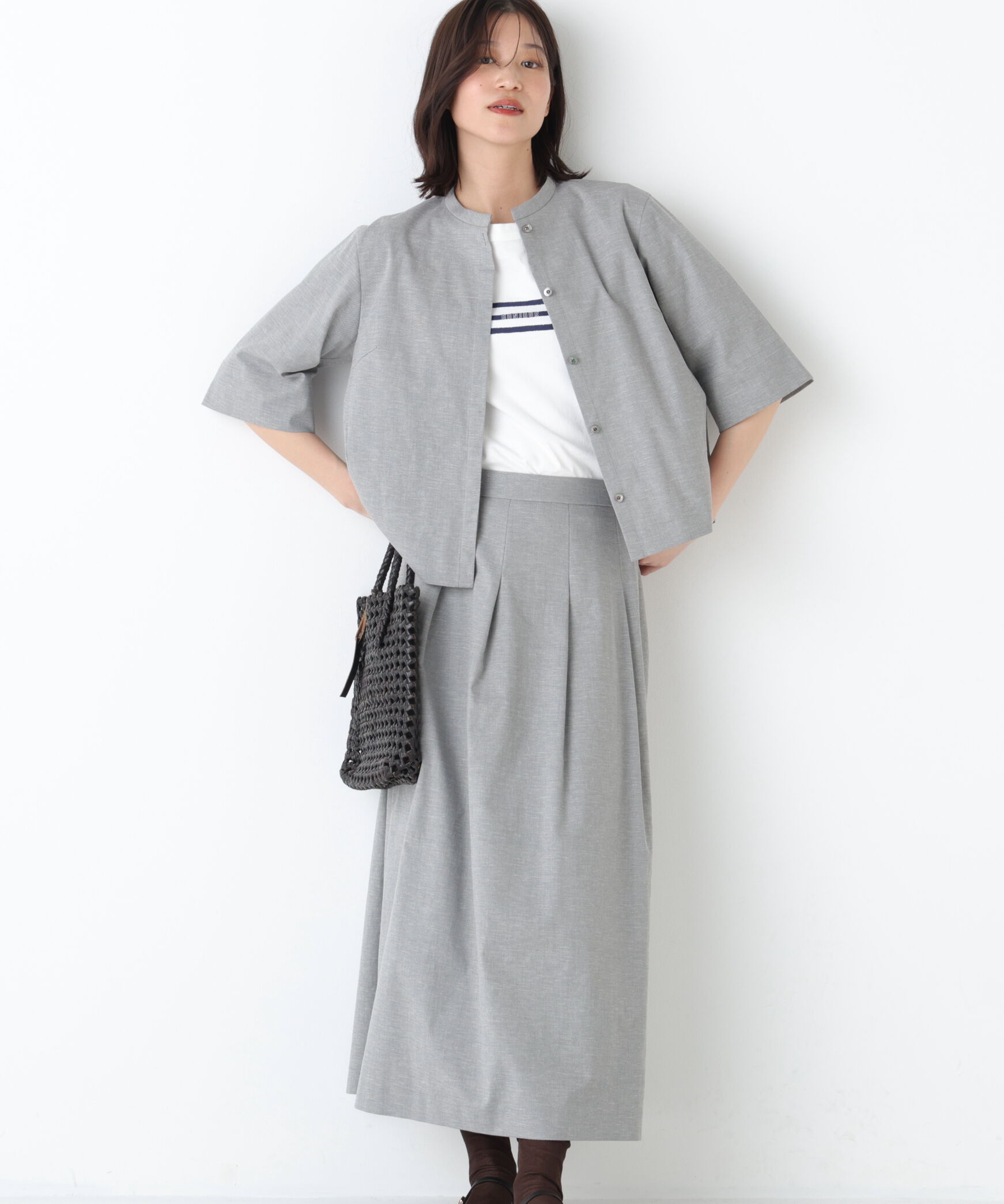  「◆リネン混ストレッチタンブラーセットアップ」|ワンピース|