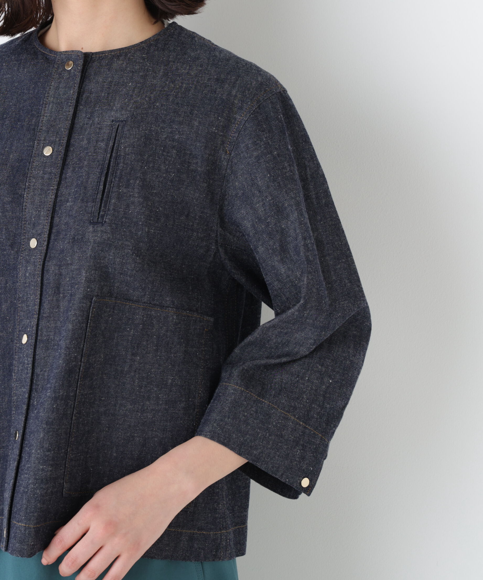  「◆綿麻ライトオンスデニムブルゾン」|ブルゾン・スタジャン|