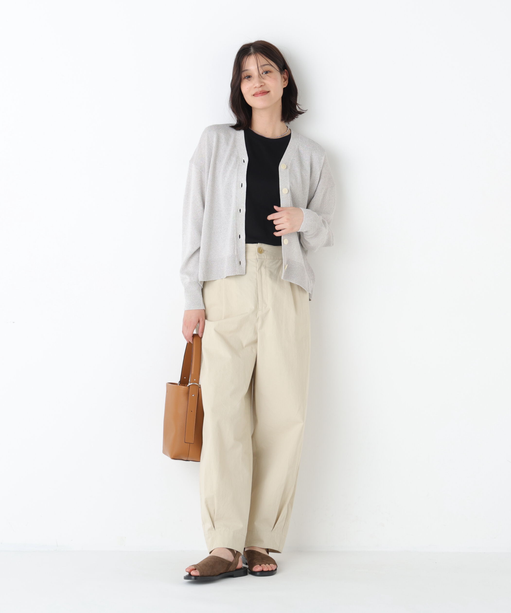  「◆ペーパーヤーンＶネックカーディガン」|ニット・セーター|