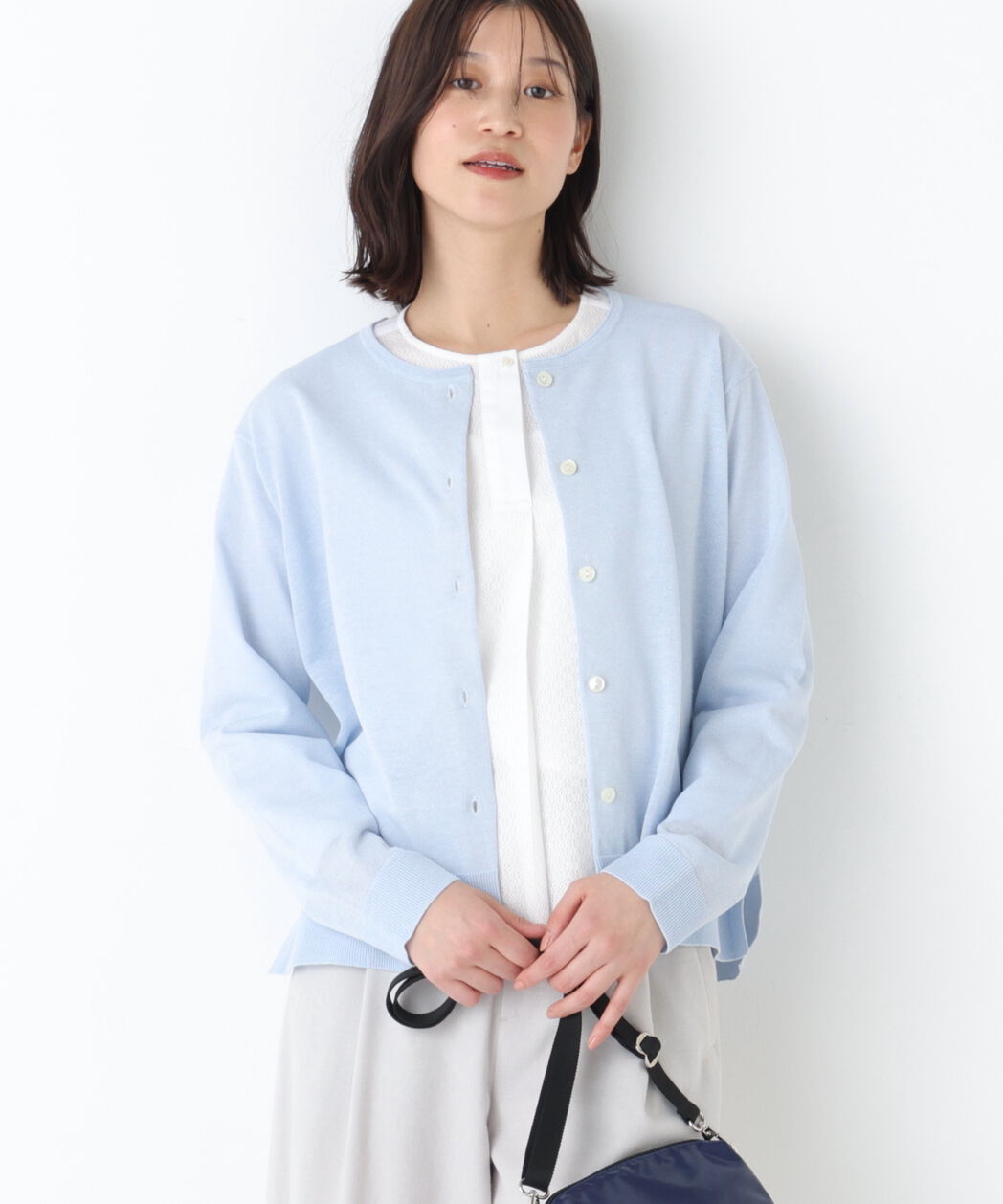  「◆クルーネックニットカーディガン」|ニット・セーター|ブルー