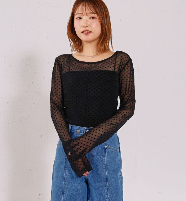 archives「フロッキーハートチュールクルーネックＴＯＰＳ」|Tシャツ・カットソー|