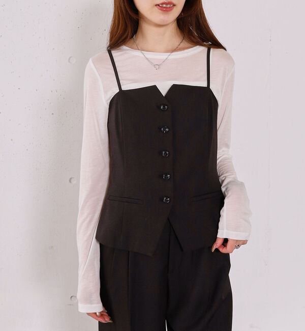 archives「【ＯＮかわ】ウォッシャブルＦボタンビスチェ」|シャツ・ブラウス|BLACK