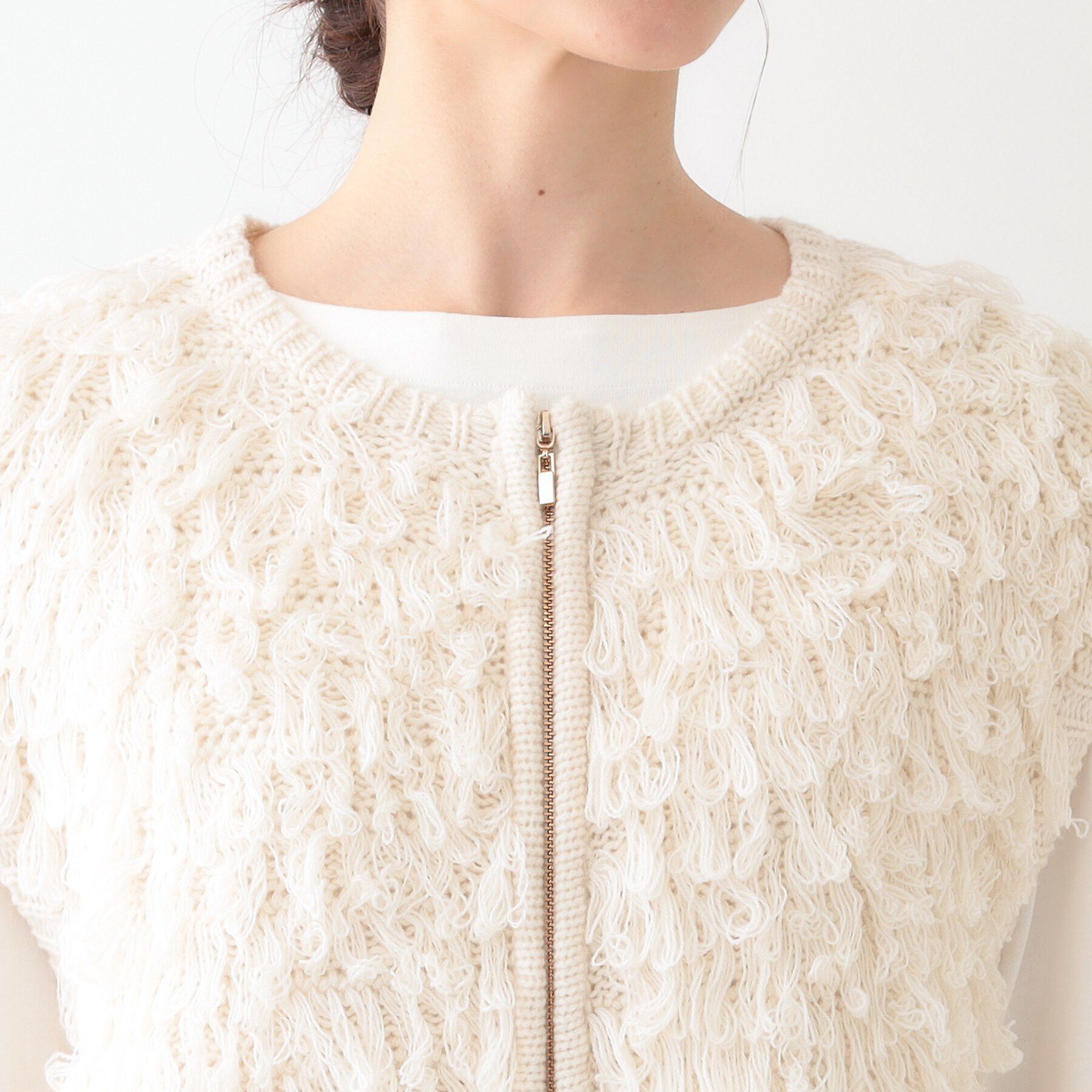 SHOO･LA･RUE「ループヤーンがアクセント ニットZIPベスト」|ベスト・ジレ|