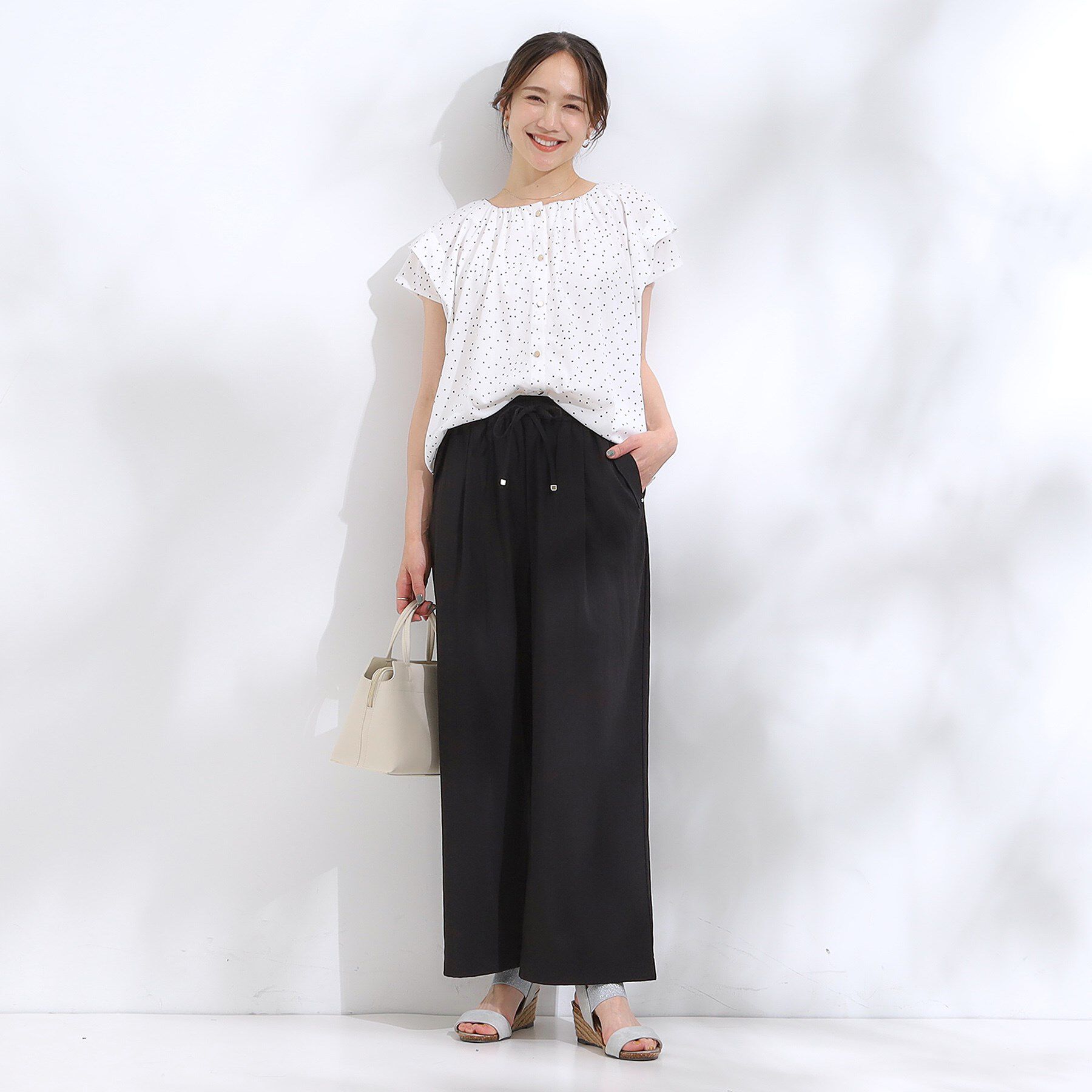 SHOO･LA･RUE「【着丈選べる】触れる度ひんやり ゆるきれい イージーワイドパンツ」|その他|