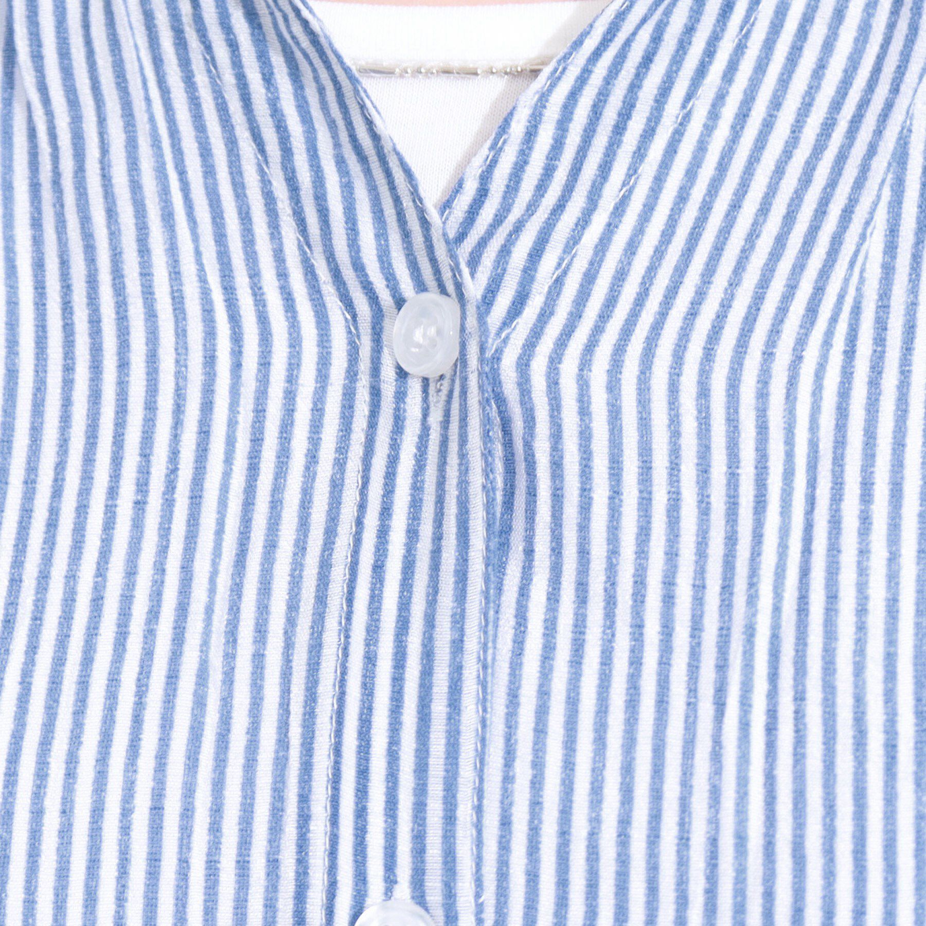 SHOO･LA･RUE「【S-LL/2点セット】着るだけでコーデが決まる 麻調5分袖ブラウス＋タンクトップ」|シャツ・ブラウス|