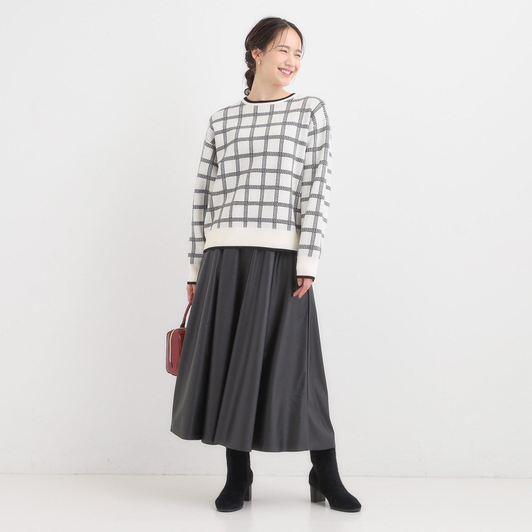 SHOO･LA･RUE「【洗濯機可/S-LL】クラシックなチェック柄が目を惹く 柔らかニット」|ニット・セーター|