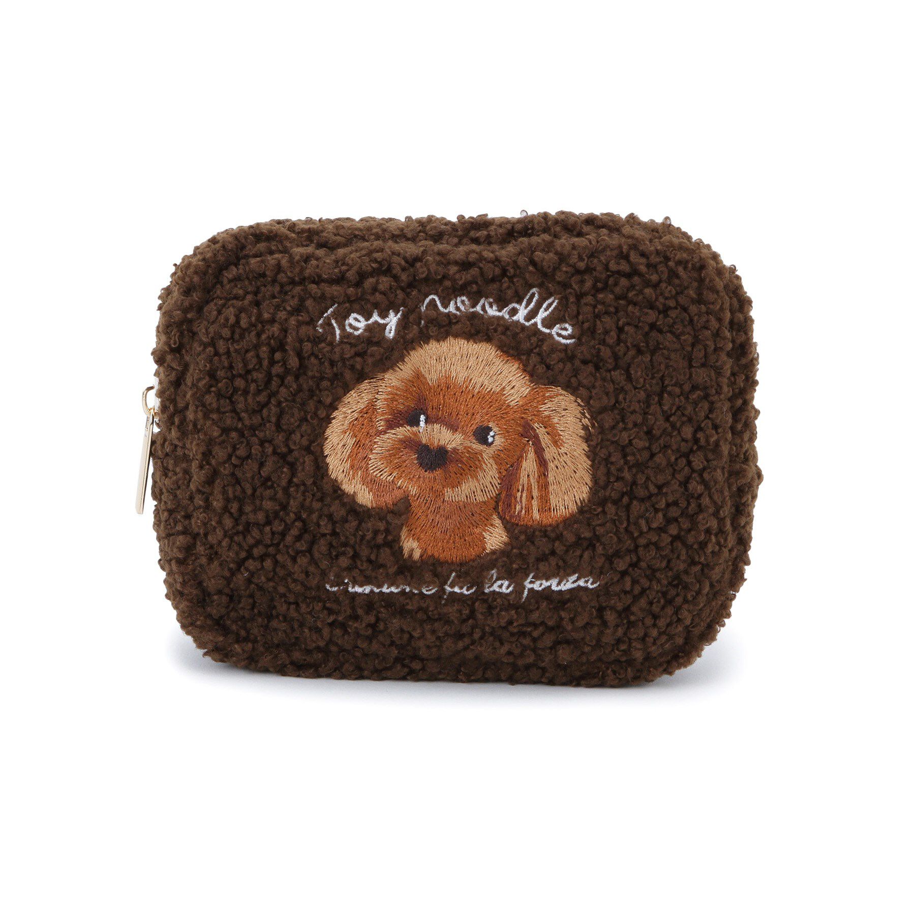 SHOO･LA･RUE「ボアアニマル刺繍ポーチ」|ポーチ|ブラウン(144)