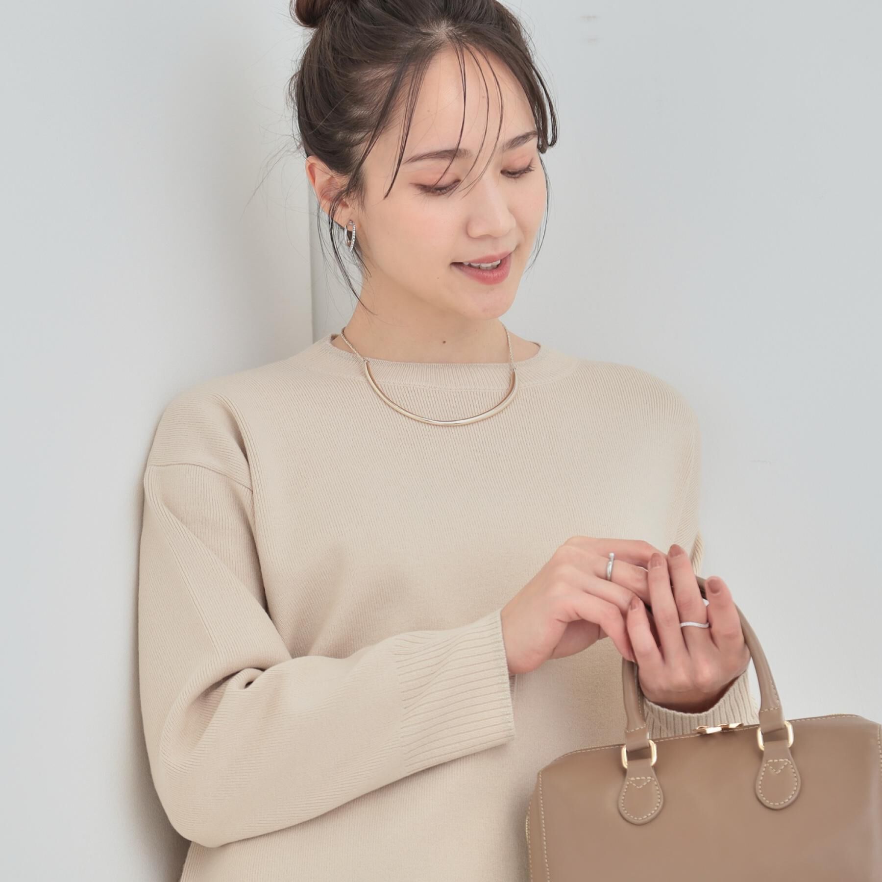 SHOO･LA･RUE「【洗濯機可/セットアップ可/毛玉になりにくい】さりげないラメ使いで差をつける クルーネックニット」|ニット・セーター|