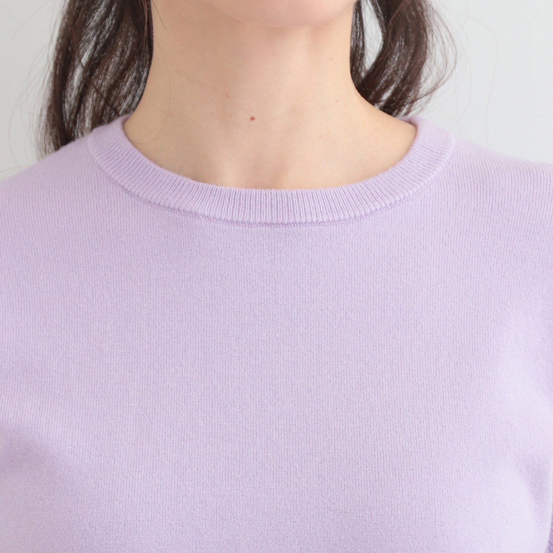 SHOO･LA･RUE「【洗濯機可/S-LL】手元美しく パールボタン&お袖編み柄切り替えニット」|ニット・セーター|