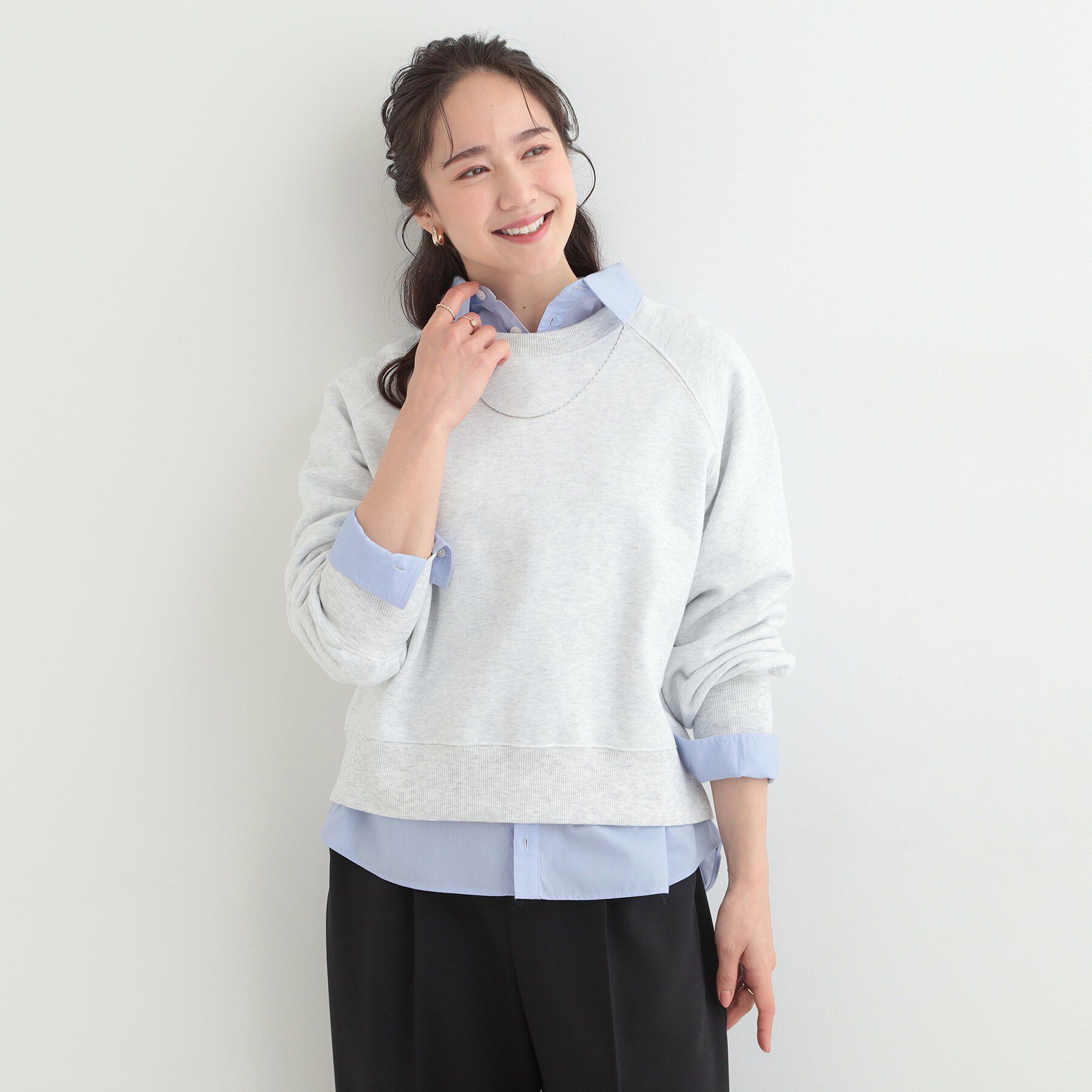 SHOO･LA･RUE「MIX調 シンプルラグランスウェット」|パーカー|