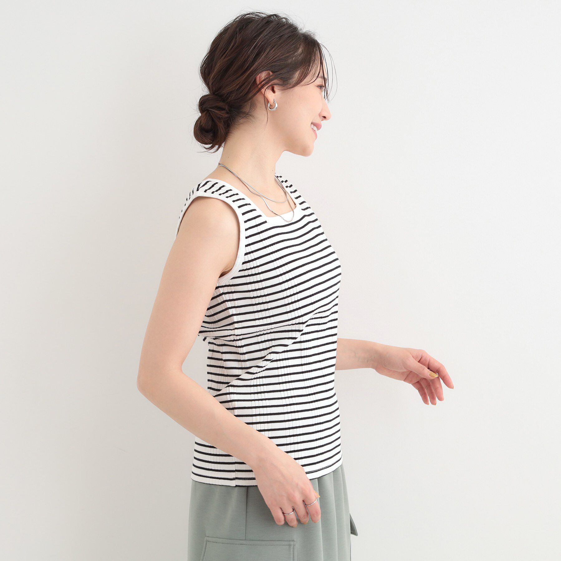 SHOO･LA･RUE「【前後2WAY/洗濯機可/S-LL】毎日のお供に ランダムテレコタンクトップ」|キャミソール|