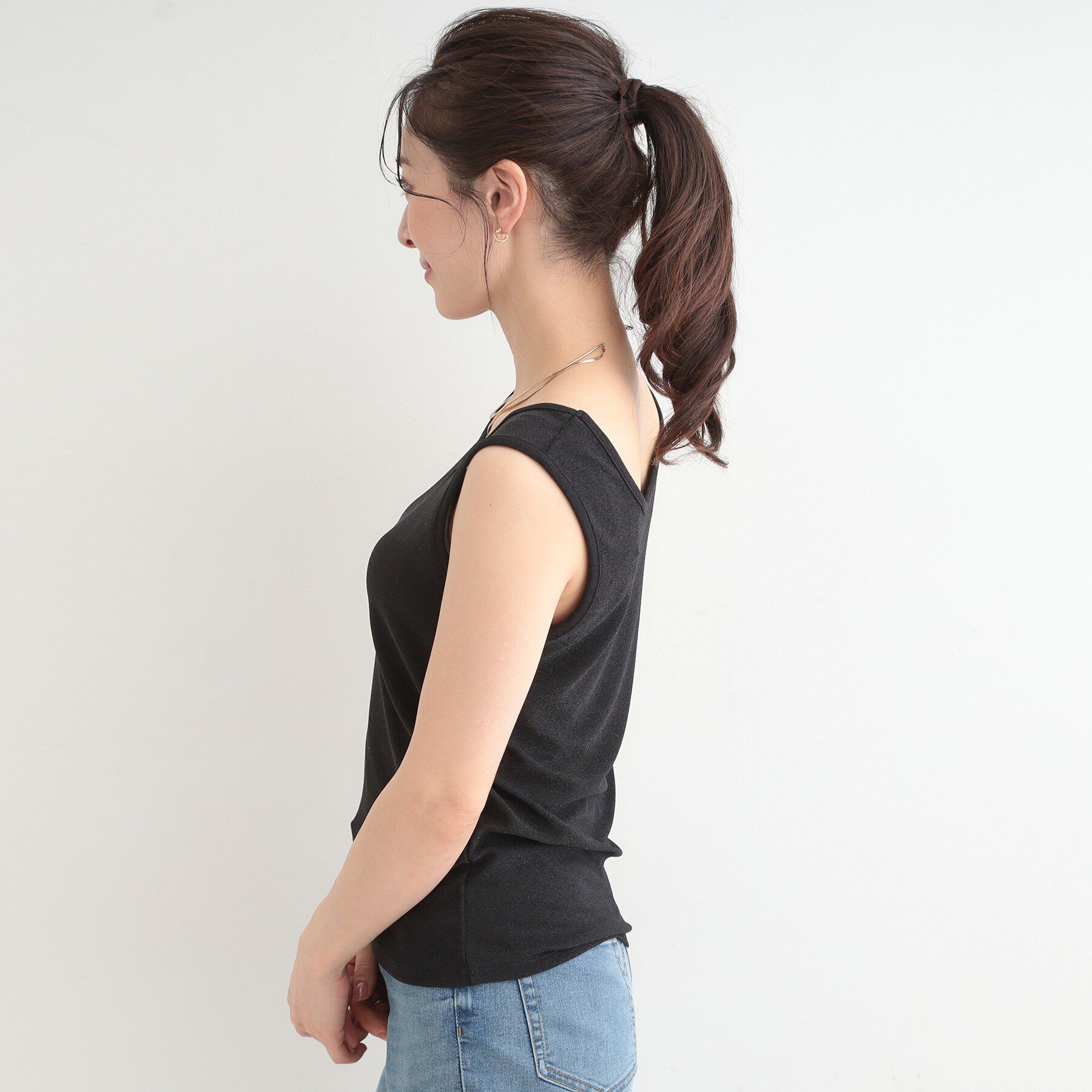 SHOO･LA･RUE「【洗える/S-LL】コーデのさりげないアクセントに　きらきらラメタンク」|キャミソール|