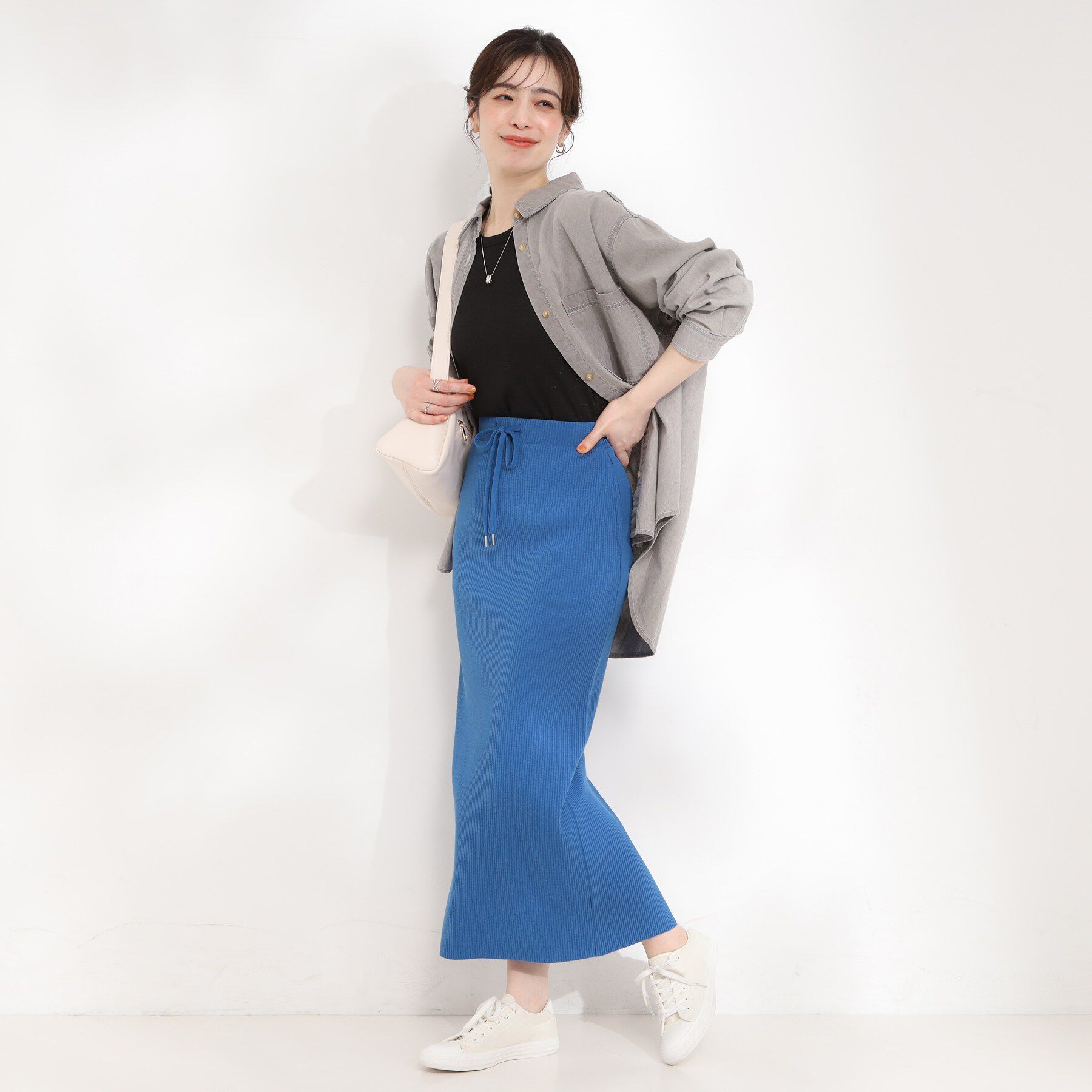 SHOO･LA･RUE「【セルフカット可能/洗濯機可/S-LL】テレコナロースカート」|スカート|