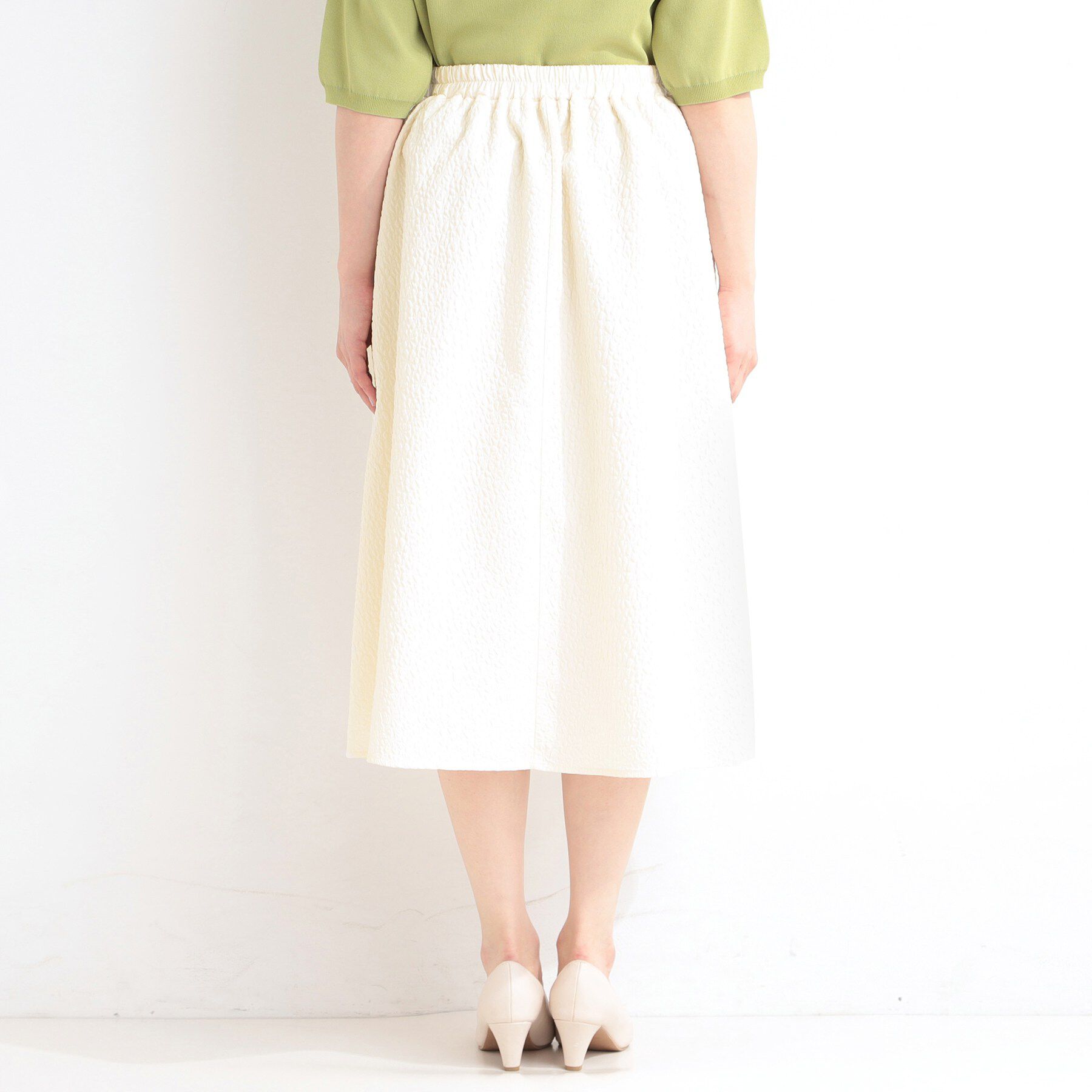 SHOO･LA･RUE「【洗濯機可/S-LL】上品なお花柄ジャカード フレアスカート」|スカート|