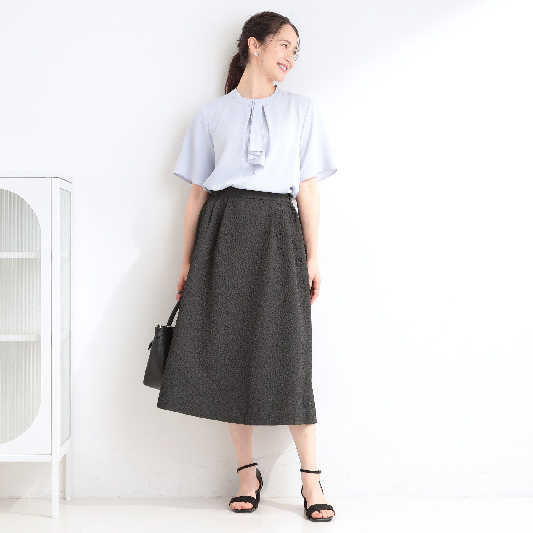 SHOO･LA･RUE「【洗濯機可/S-LL】上品なお花柄ジャカード フレアスカート」|スカート|