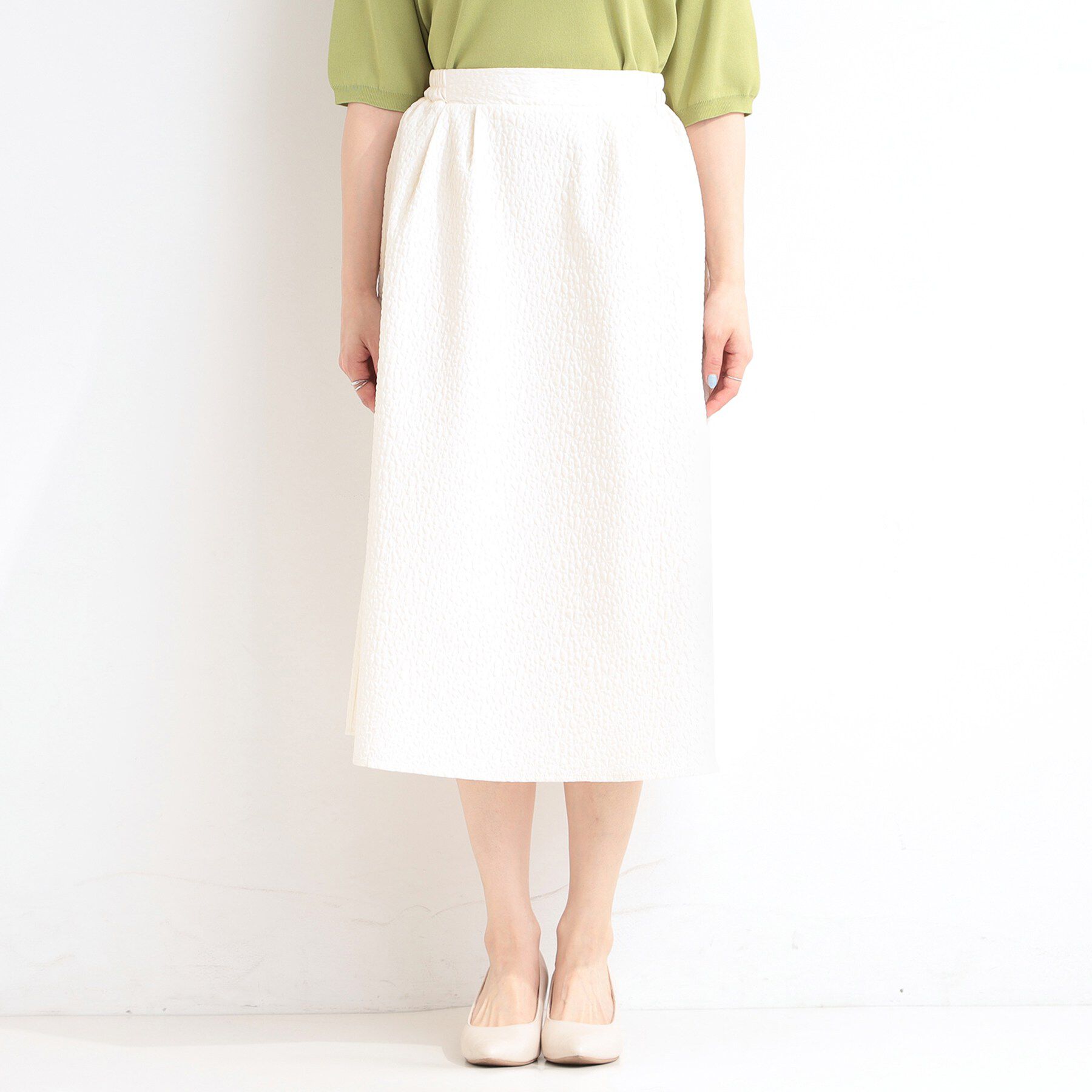 SHOO･LA･RUE「【洗濯機可/S-LL】上品なお花柄ジャカード フレアスカート」|スカート|