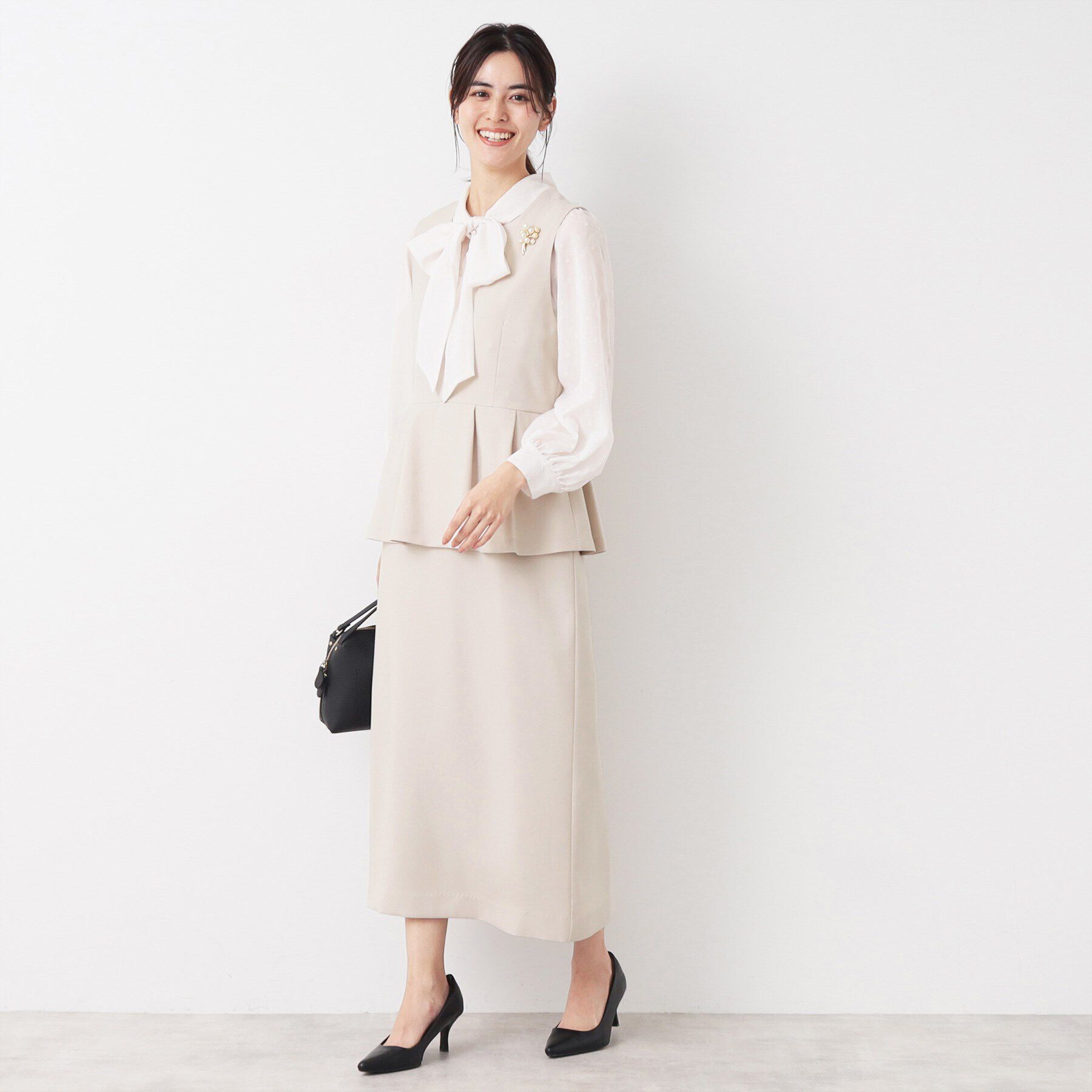 Dessin「【入卒/セレモニー/洗える】ペプラムジャンパースカート」|ワンピース|