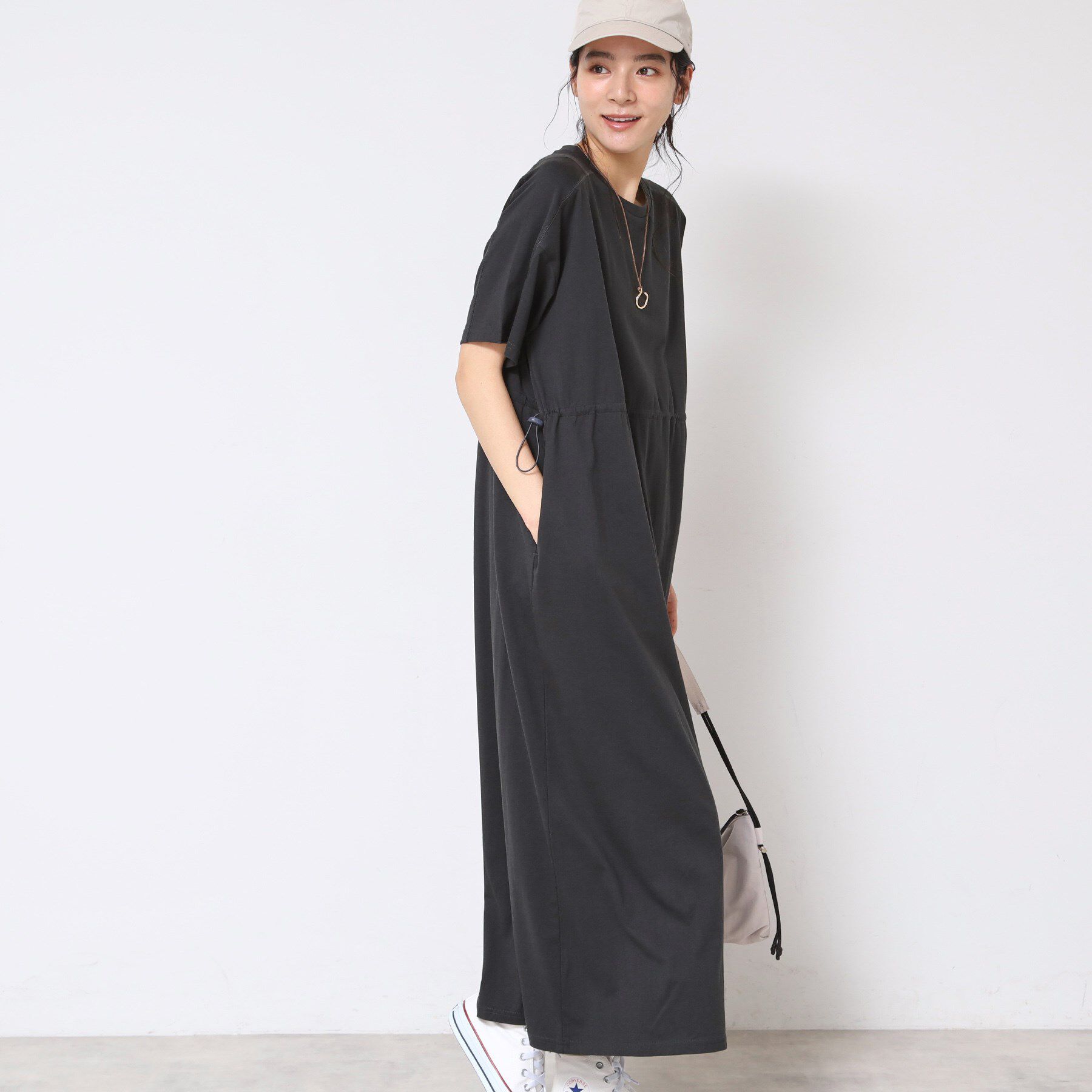 Dessin「【洗える】ドロスト付きジャージワンピース」|ワンピース|