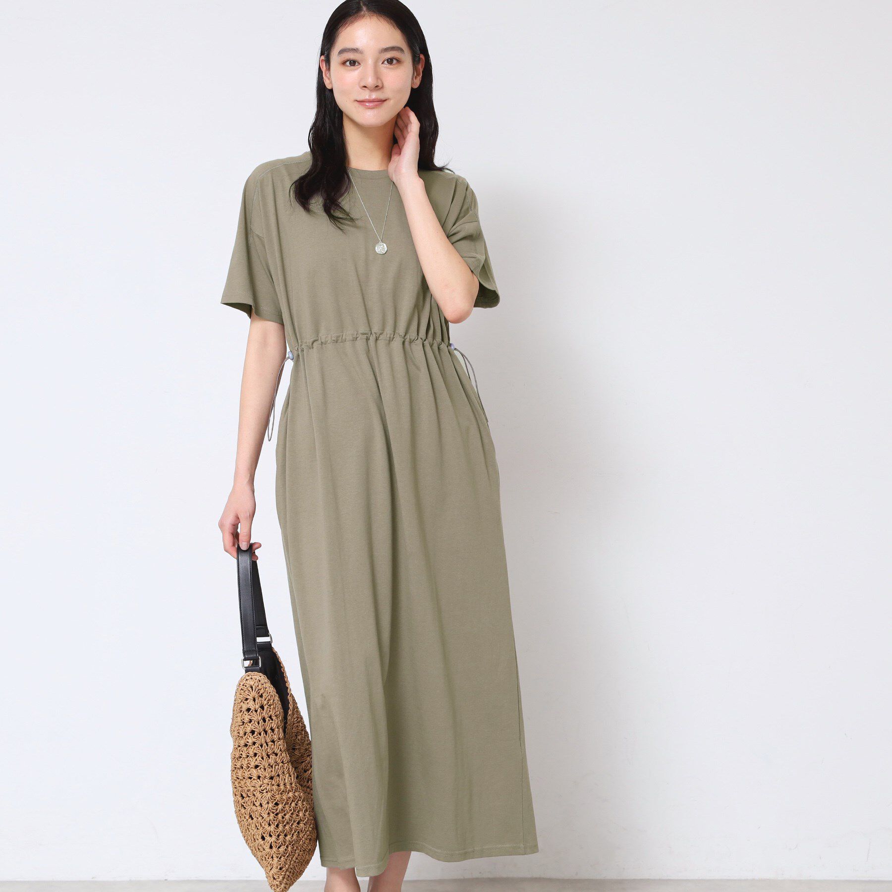 Dessin「【洗える】ドロスト付きジャージワンピース」|ワンピース|