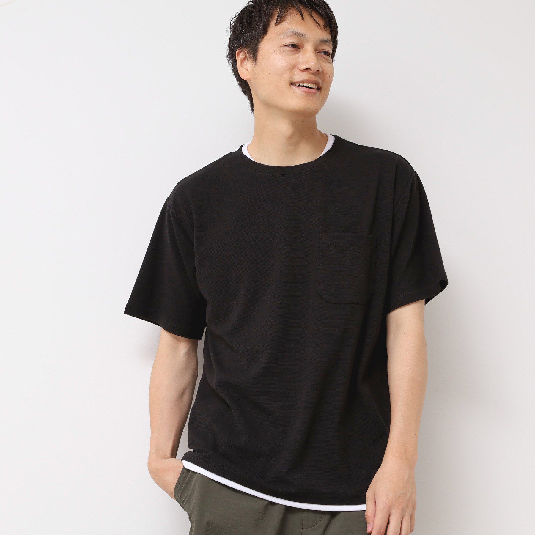 Dessin「レイヤードライクTシャツ」|Tシャツ・カットソー|ブラック(019)