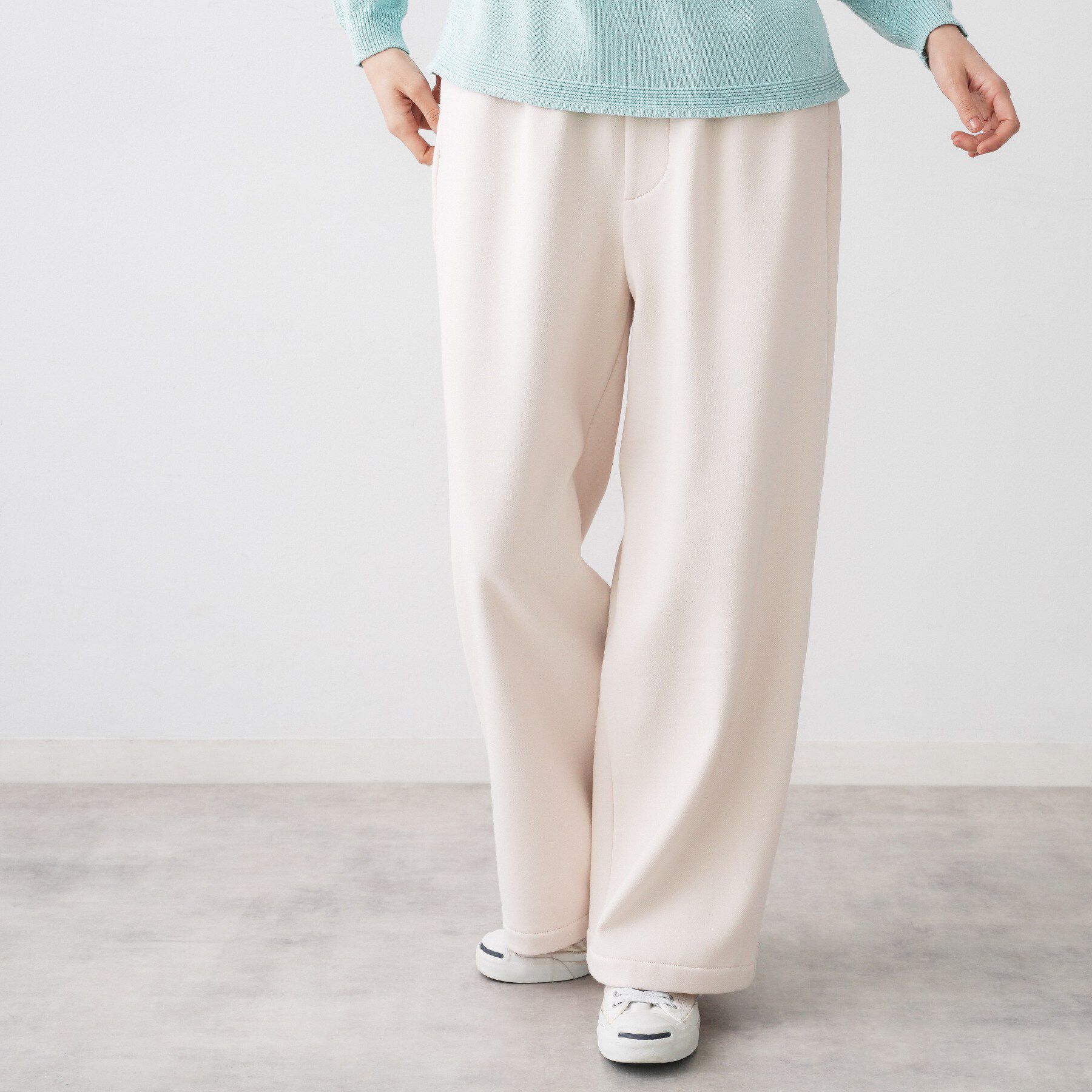 Dessin「【ユニセックス/洗える】スウェットライクワイドパンツ」|その他|アイボリー(004)