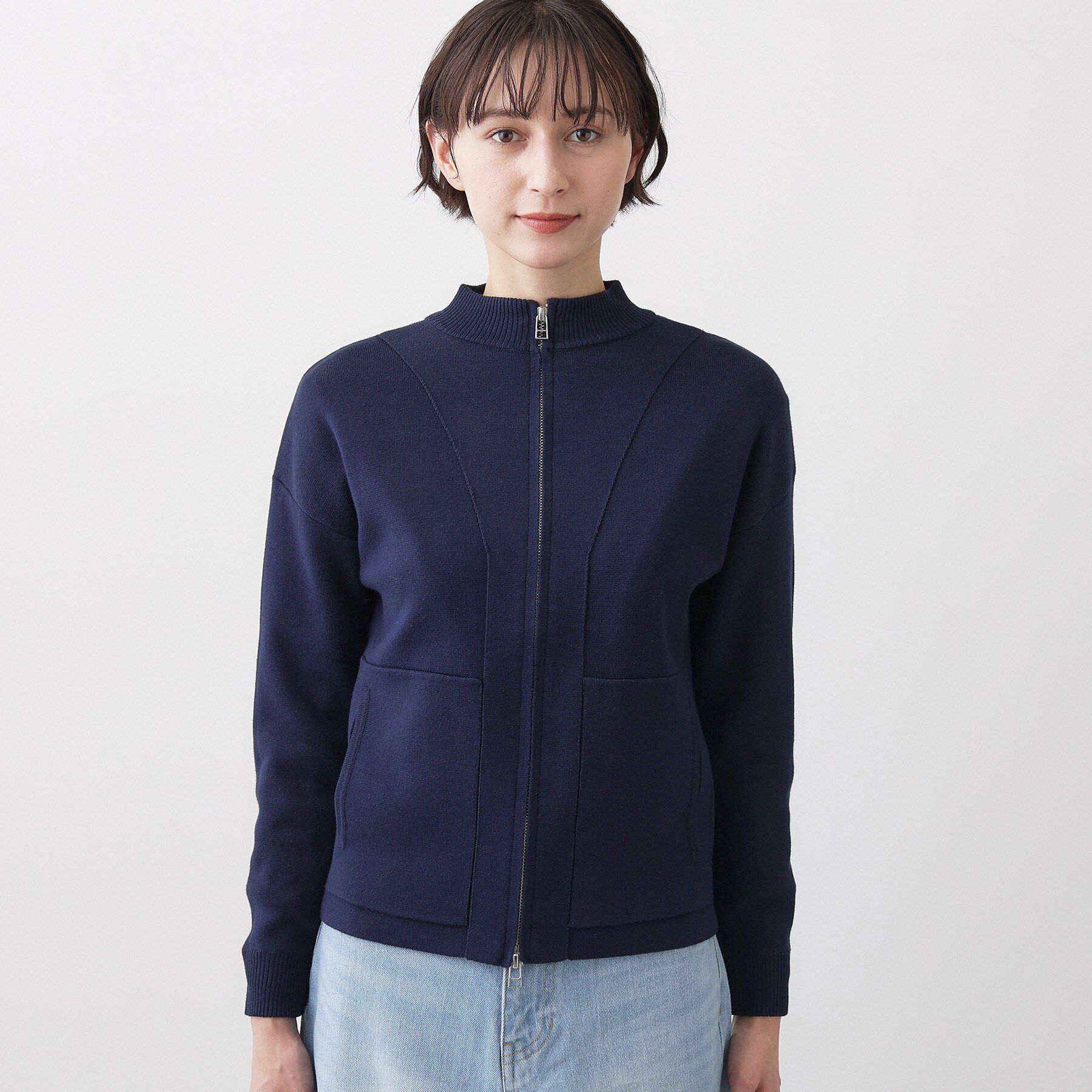 Dessin「【洗える】ジップニットカーディガン」|カーディガン|