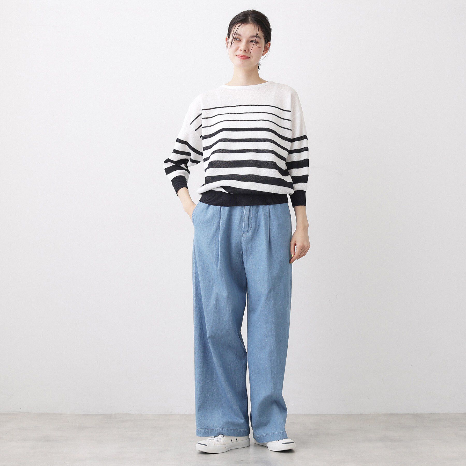 Dessin「【洗える】綿麻ドロストライトデニムパンツ」|その他|