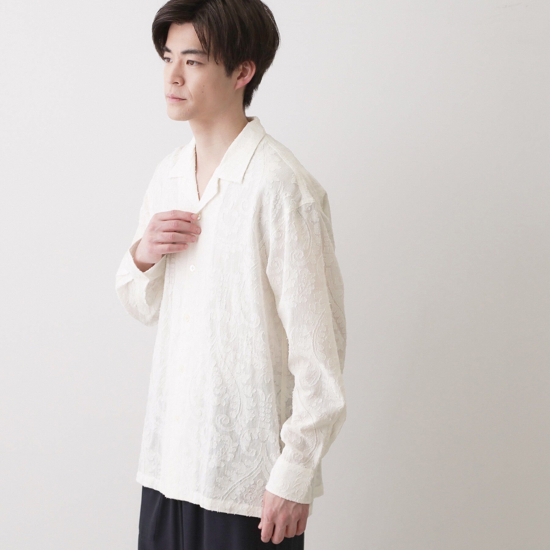 Dessin「【洗える】インド刺繍コットン開襟シャツ」|シャツ・ブラウス|