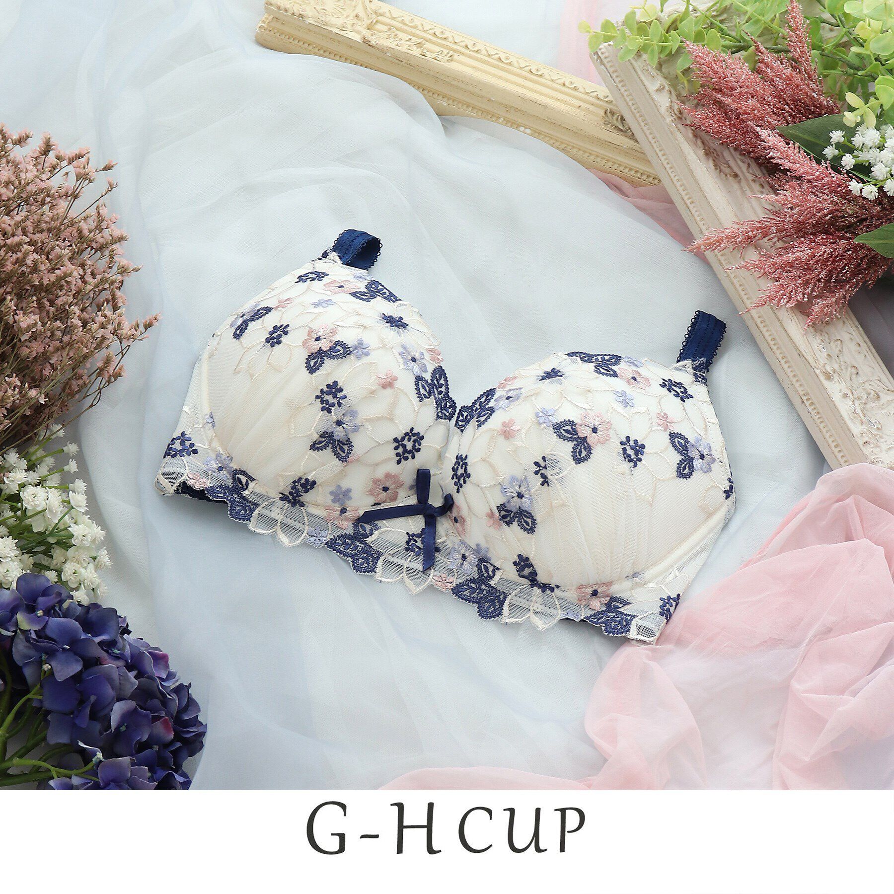 Risa Magli「カモミーユ ブラジャー」|インナー|ネイビー(093)