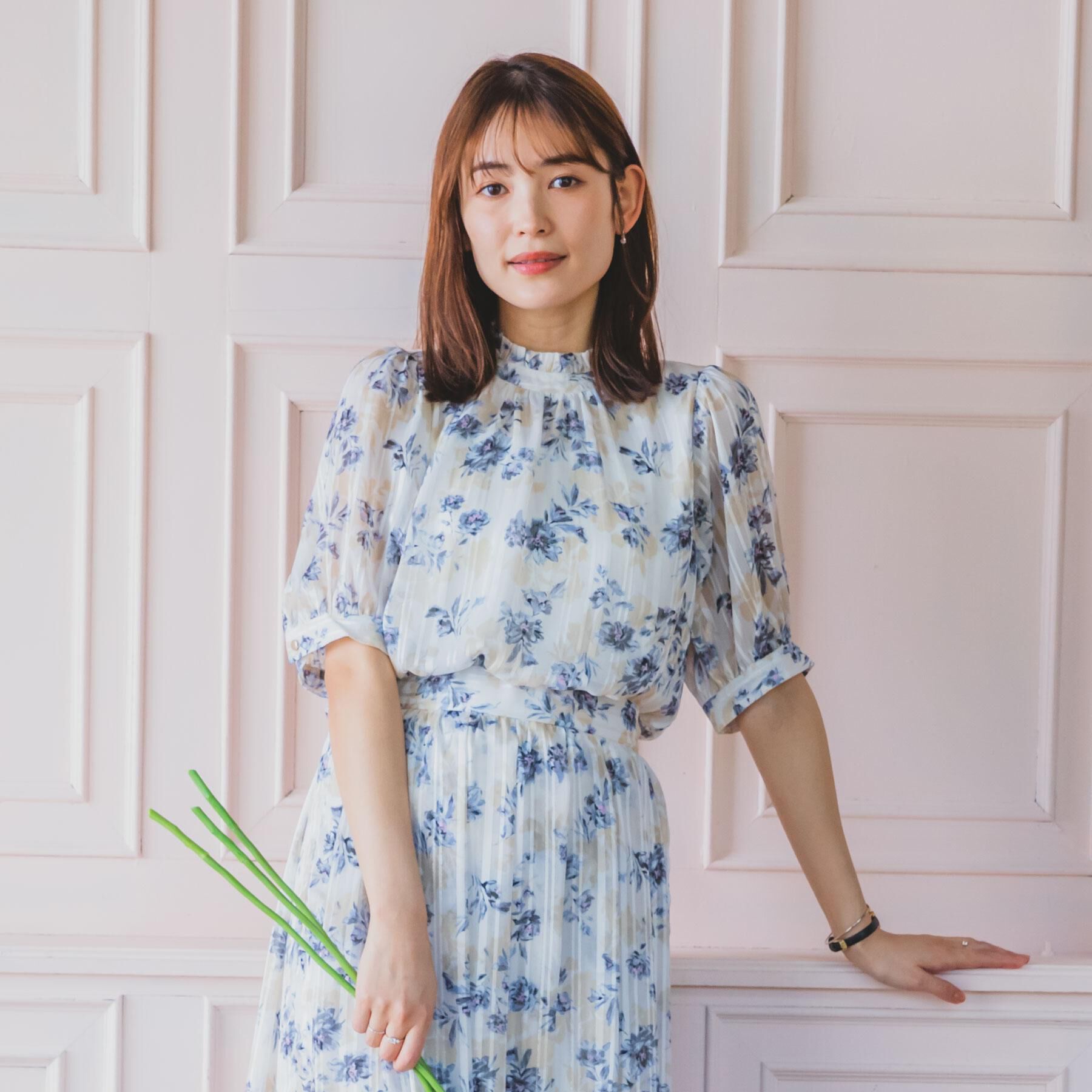 ITS&rsquo;DEMO「【手洗い可／M・Lサイズ展開】ラメストライプ花柄5分袖ブラウス」|シャツ・ブラウス|