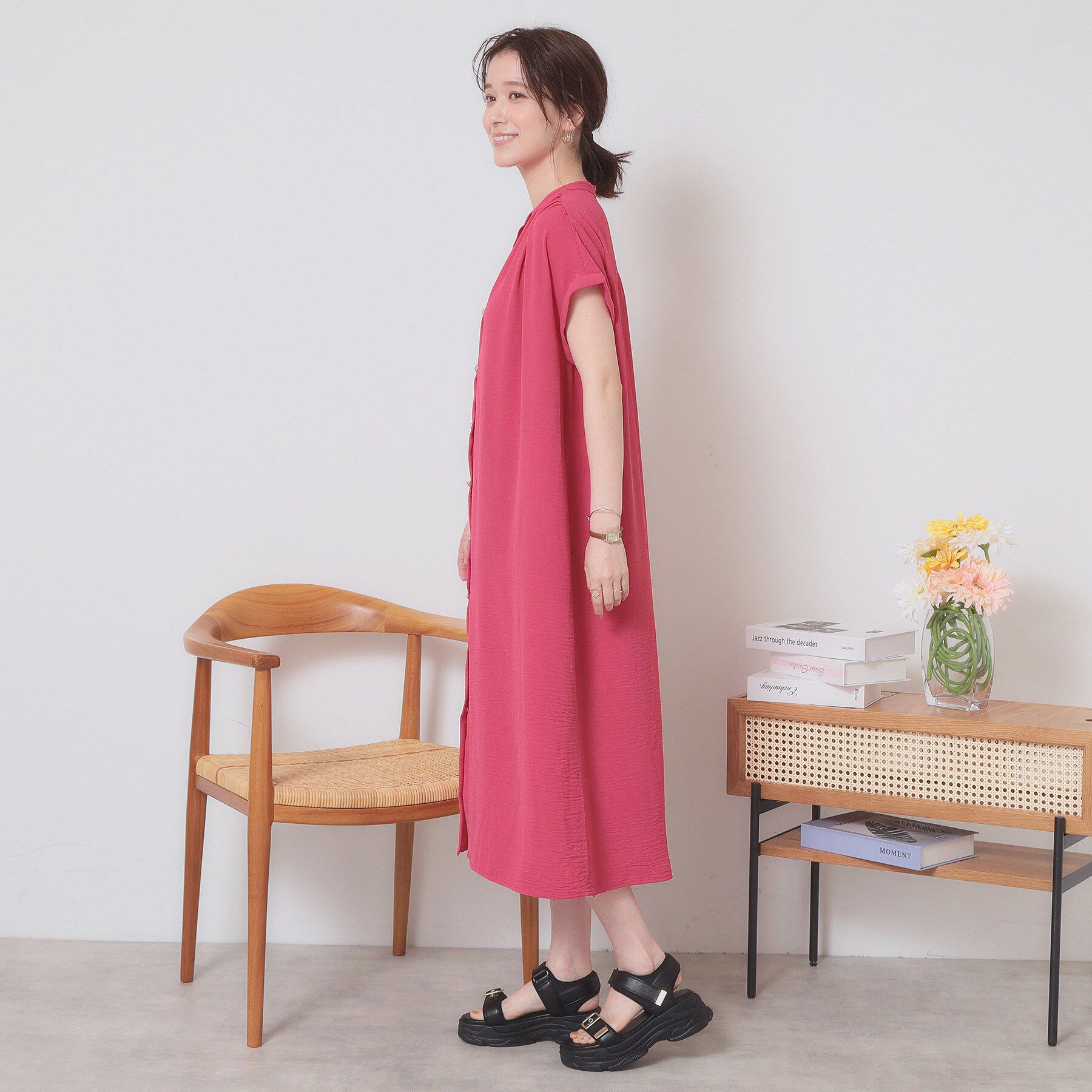 ITS&rsquo;DEMO「【接触冷感／吸水速乾／洗濯機OK】イージーケア前開きワンピース＜ラク服シリーズ＞」|ワンピース|