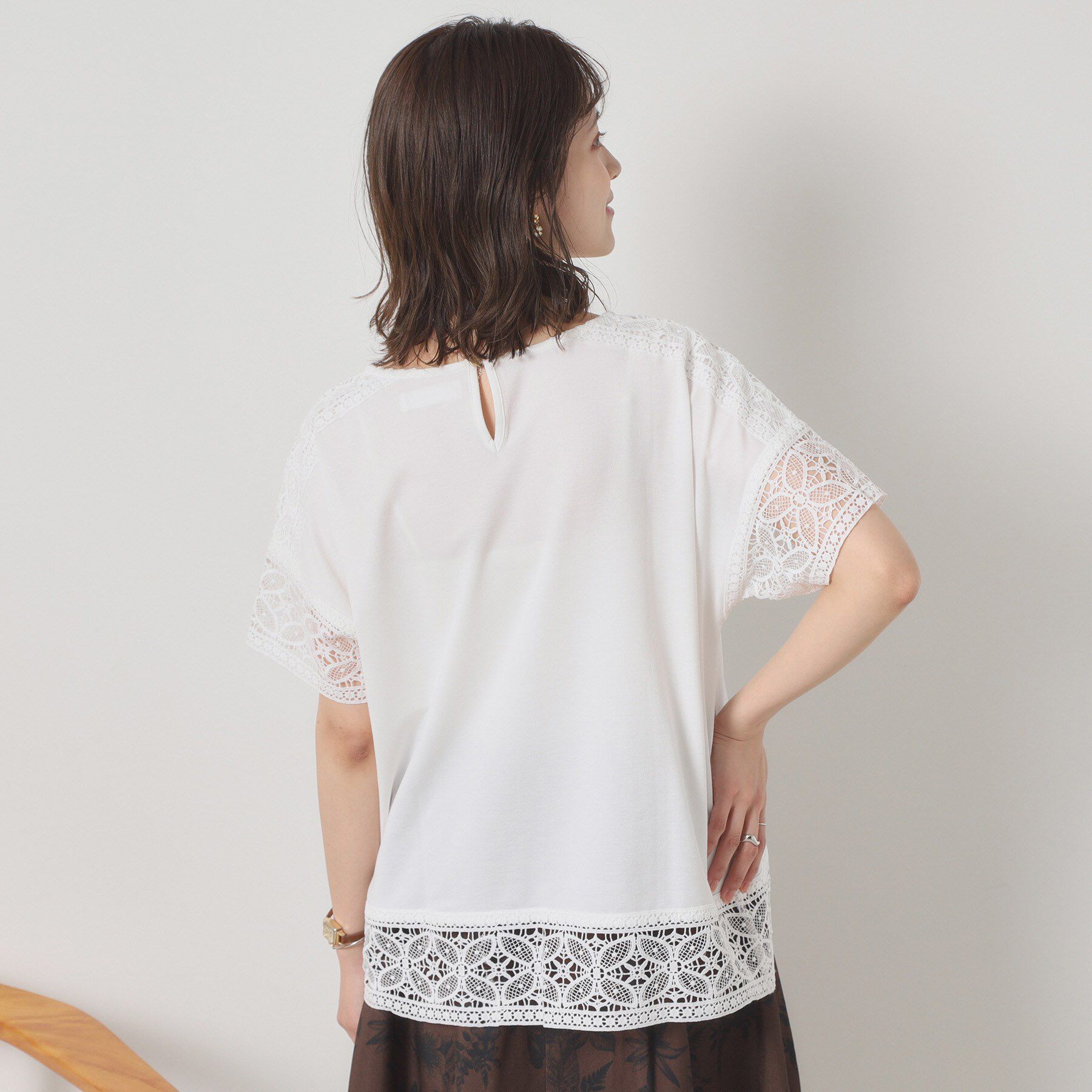 ITS&rsquo;DEMO「【吸水速乾／手洗い可／洗濯後しわになりにくい】カットミラノレーストップス」|Tシャツ・カットソー|