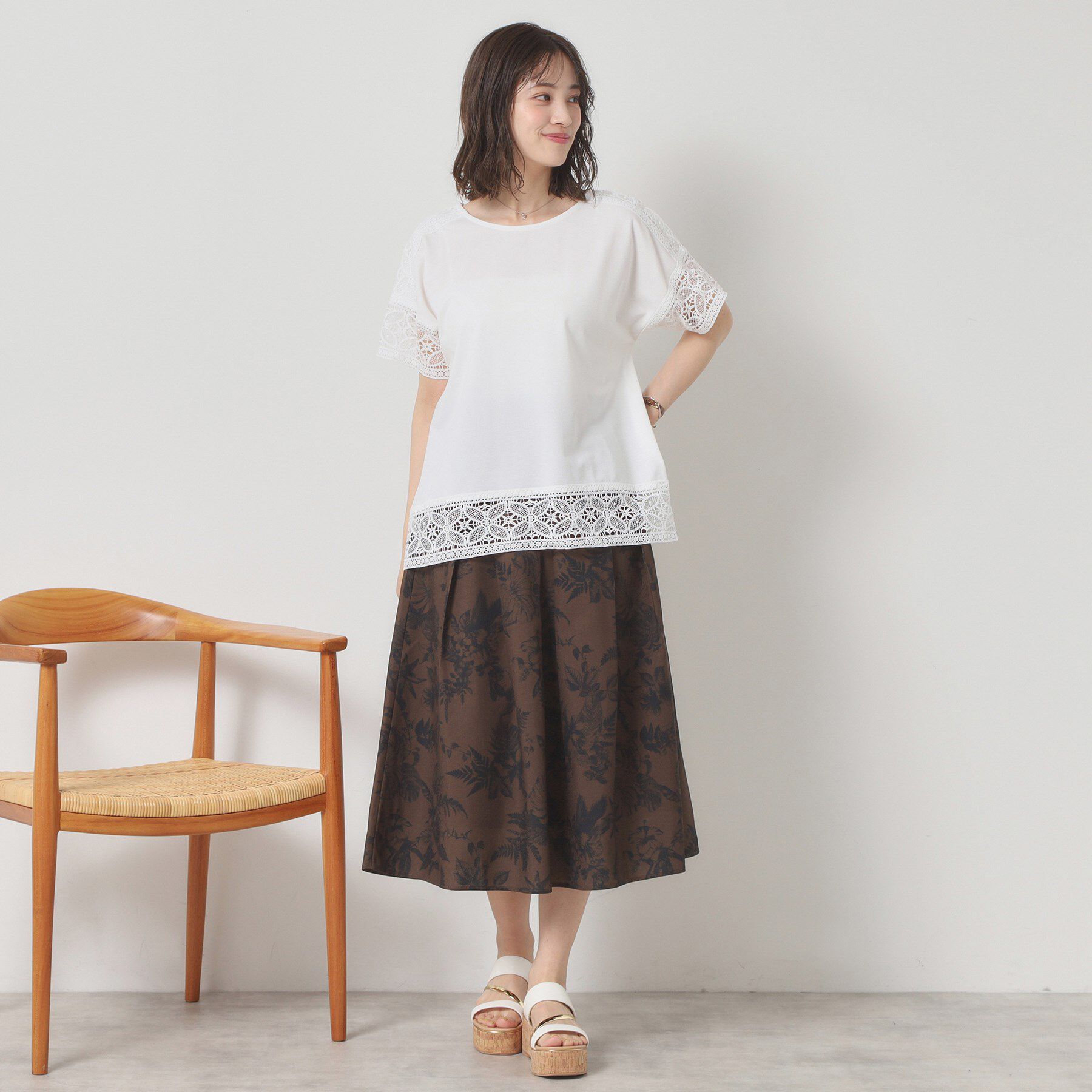 ITS&rsquo;DEMO「【吸水速乾／手洗い可／洗濯後しわになりにくい】カットミラノレーストップス」|Tシャツ・カットソー|