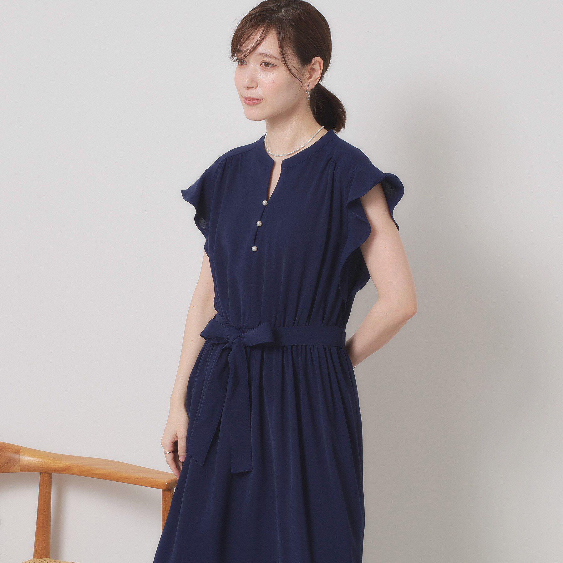 ITS&rsquo;DEMO「【手洗い可】フリル袖ブラウジングワンピース」|ワンピース|