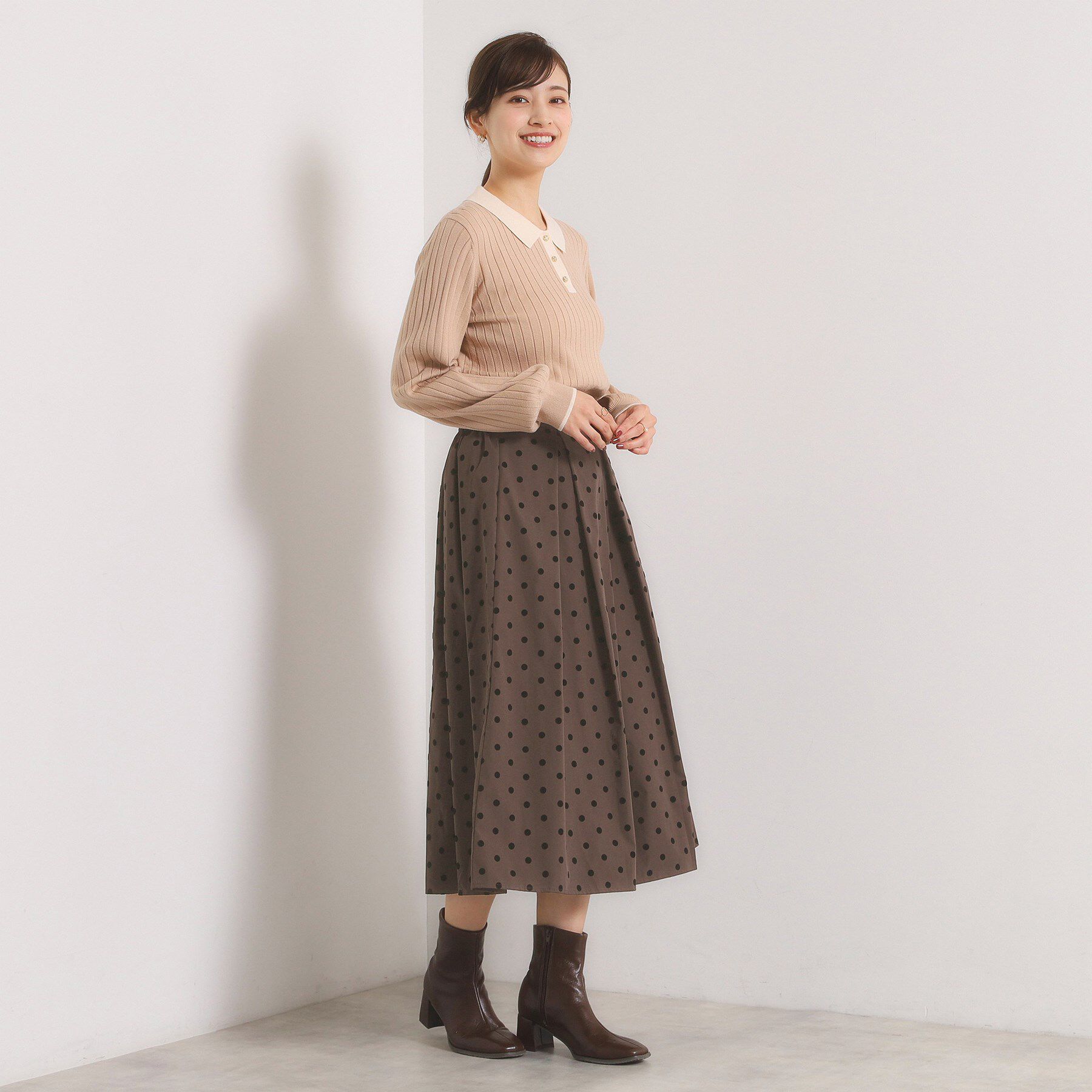 ITS&rsquo;DEMO「【手洗い可】フロッキードットスカート」|スカート|