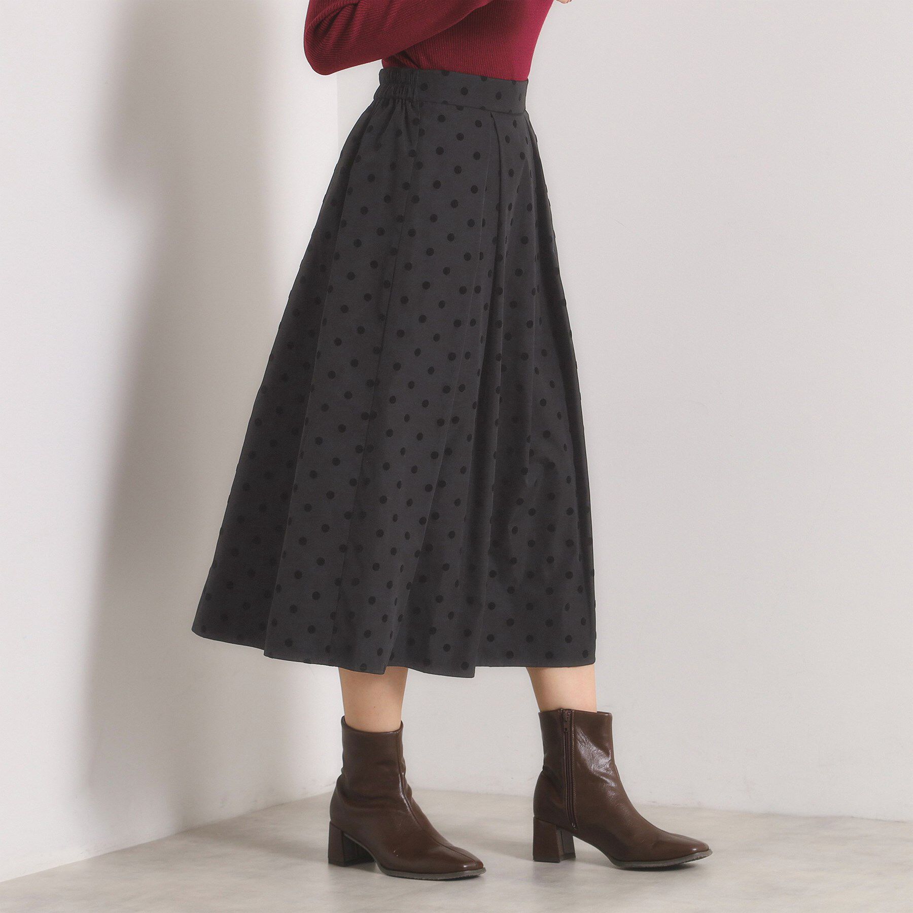 ITS&rsquo;DEMO「【手洗い可】フロッキードットスカート」|スカート|