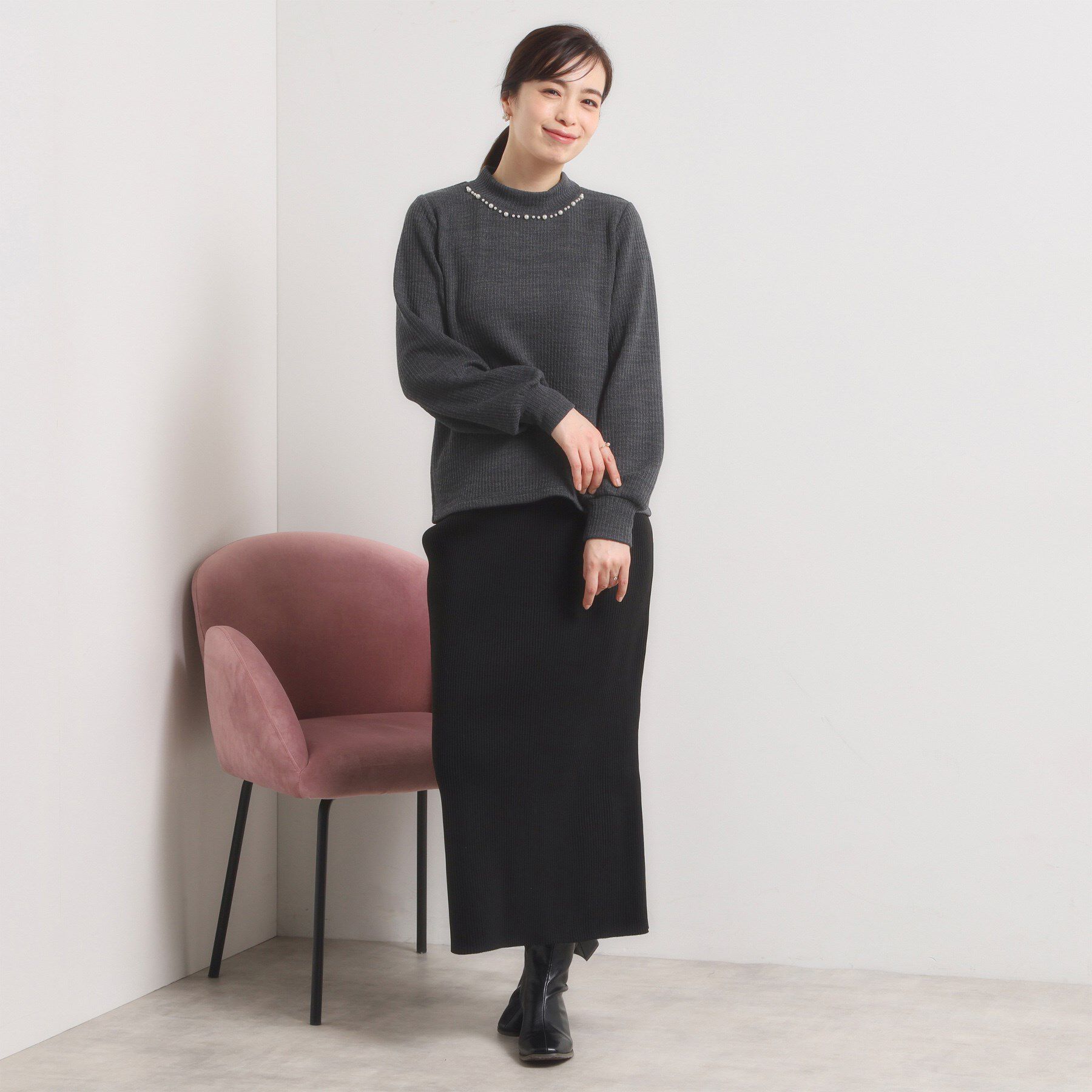 ITS&rsquo;DEMO「【手洗い可】パール調衿起毛リブプルオーバー」|Tシャツ・カットソー|