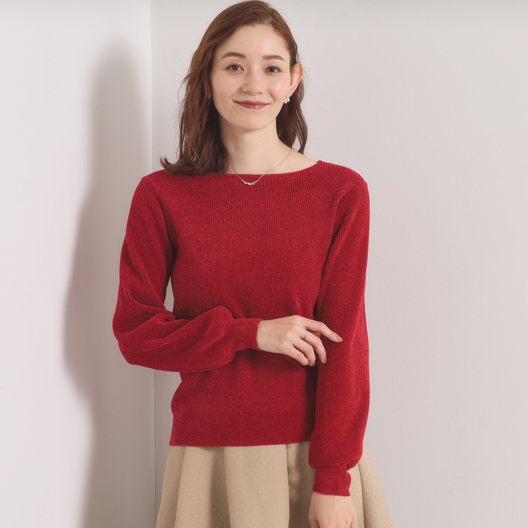 ITS&rsquo;DEMO「【毛玉防止／洗濯機OK】ボートネックモールニット」|ニット・セーター|