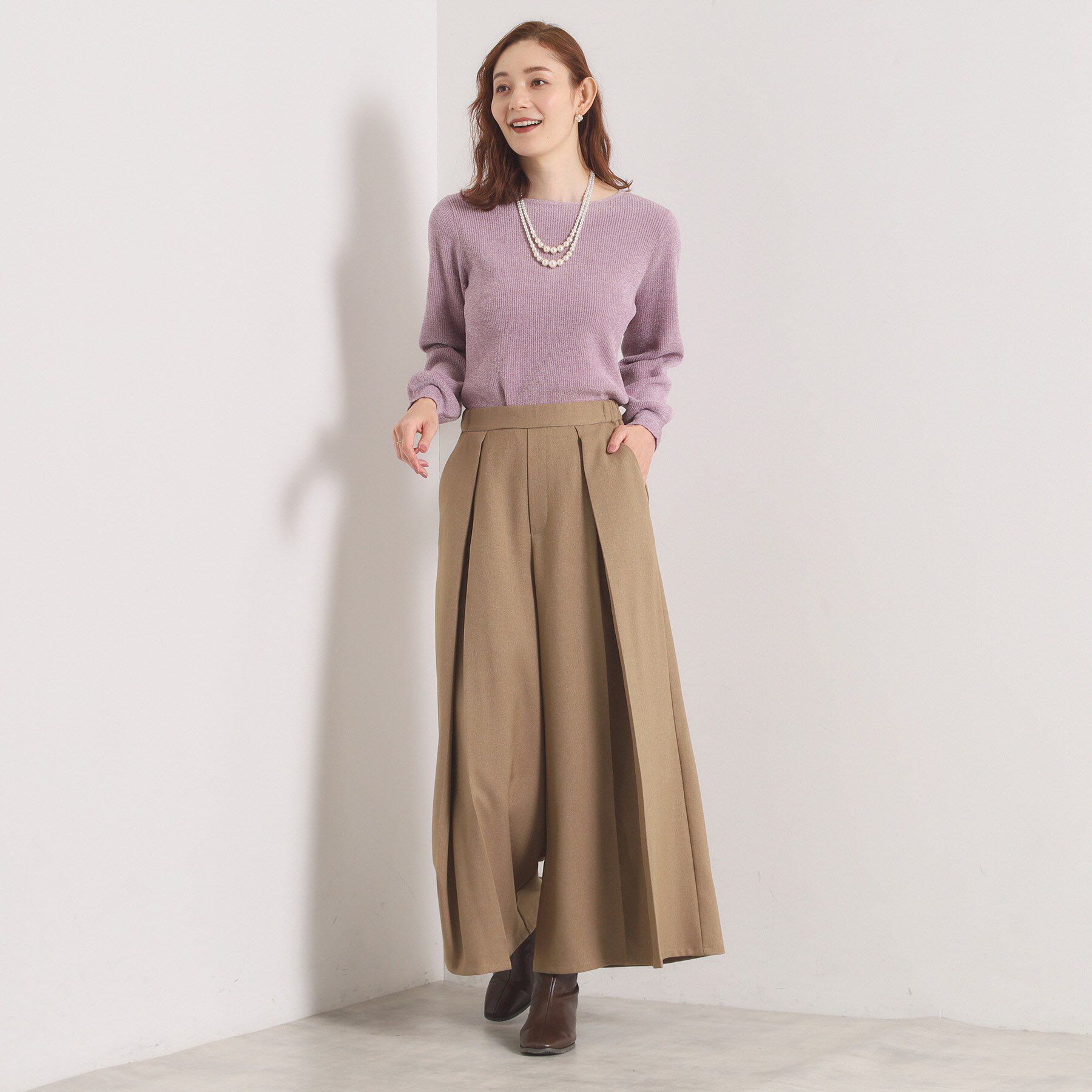 ITS&rsquo;DEMO「【毛玉防止／洗濯機OK】ボートネックモールニット」|ニット・セーター|