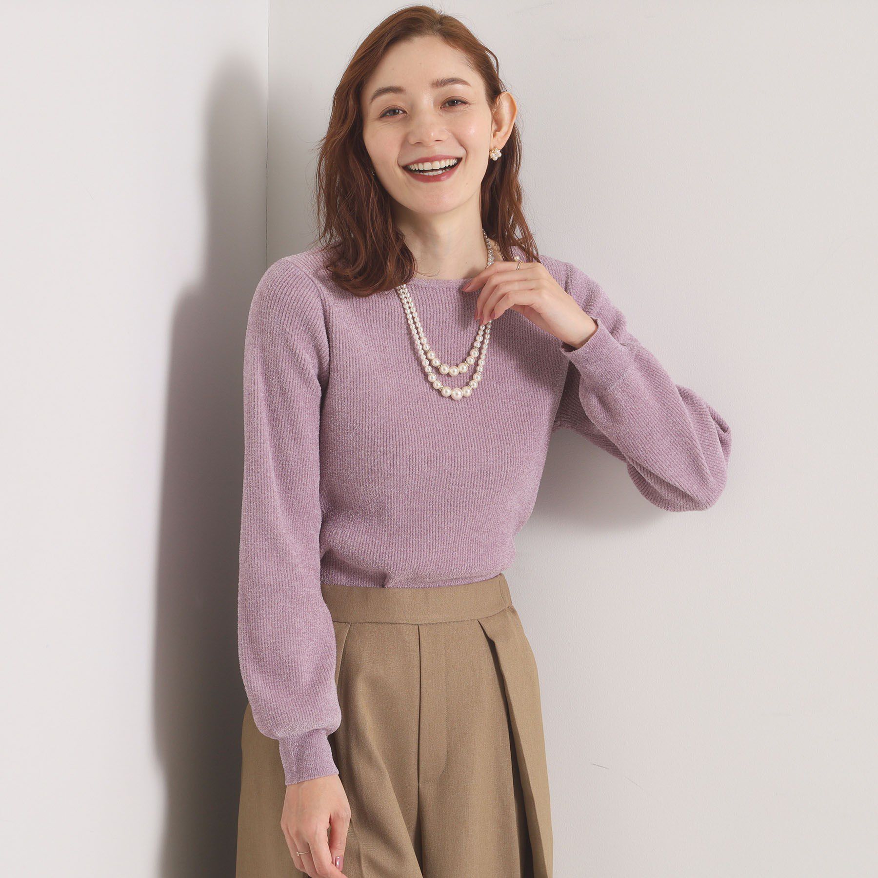 ITS&rsquo;DEMO「【毛玉防止／洗濯機OK】ボートネックモールニット」|ニット・セーター|ライトピンク(070