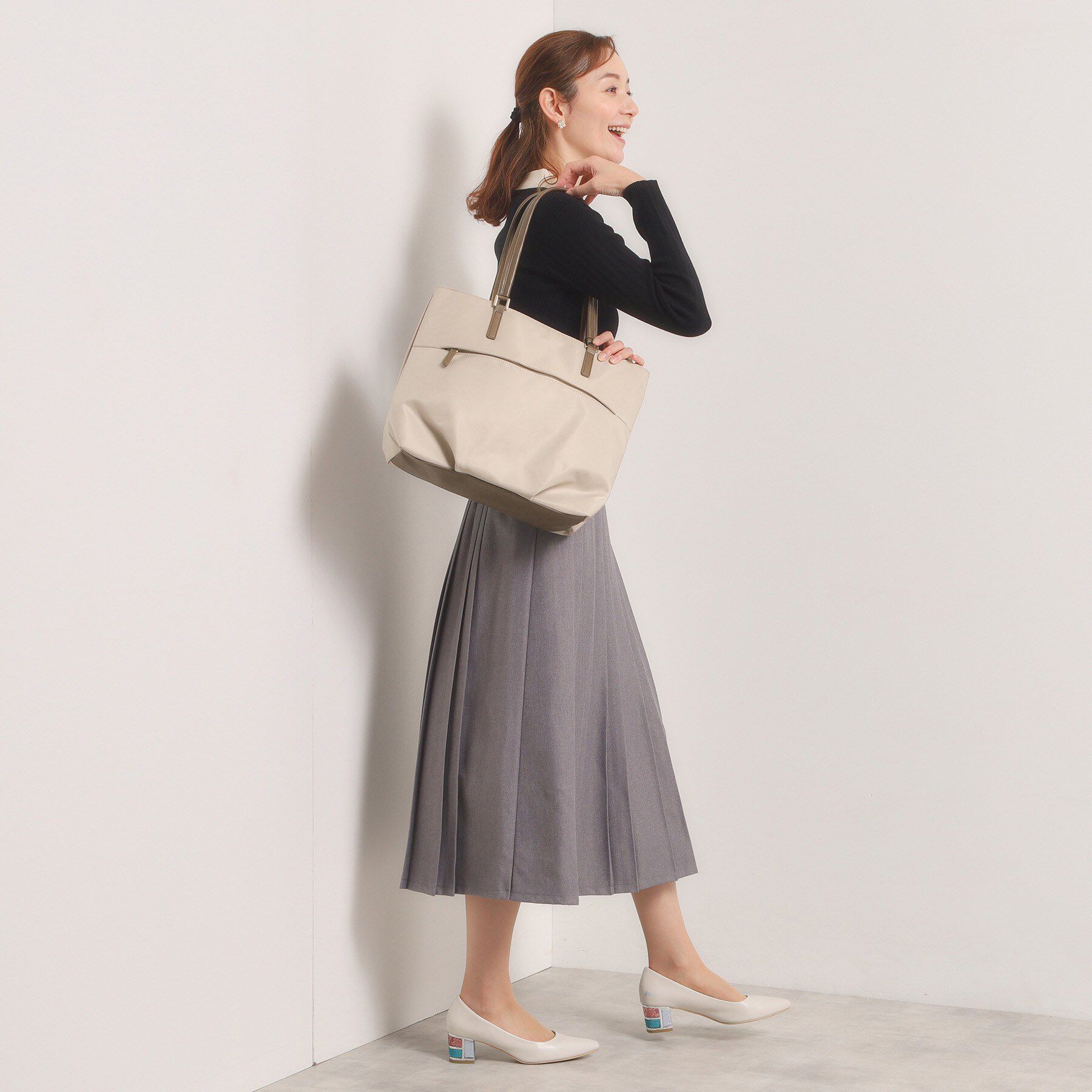 ITS&rsquo;DEMO「【収納アドバイザー監修】合皮コンビA4トート」|トートバッグ|