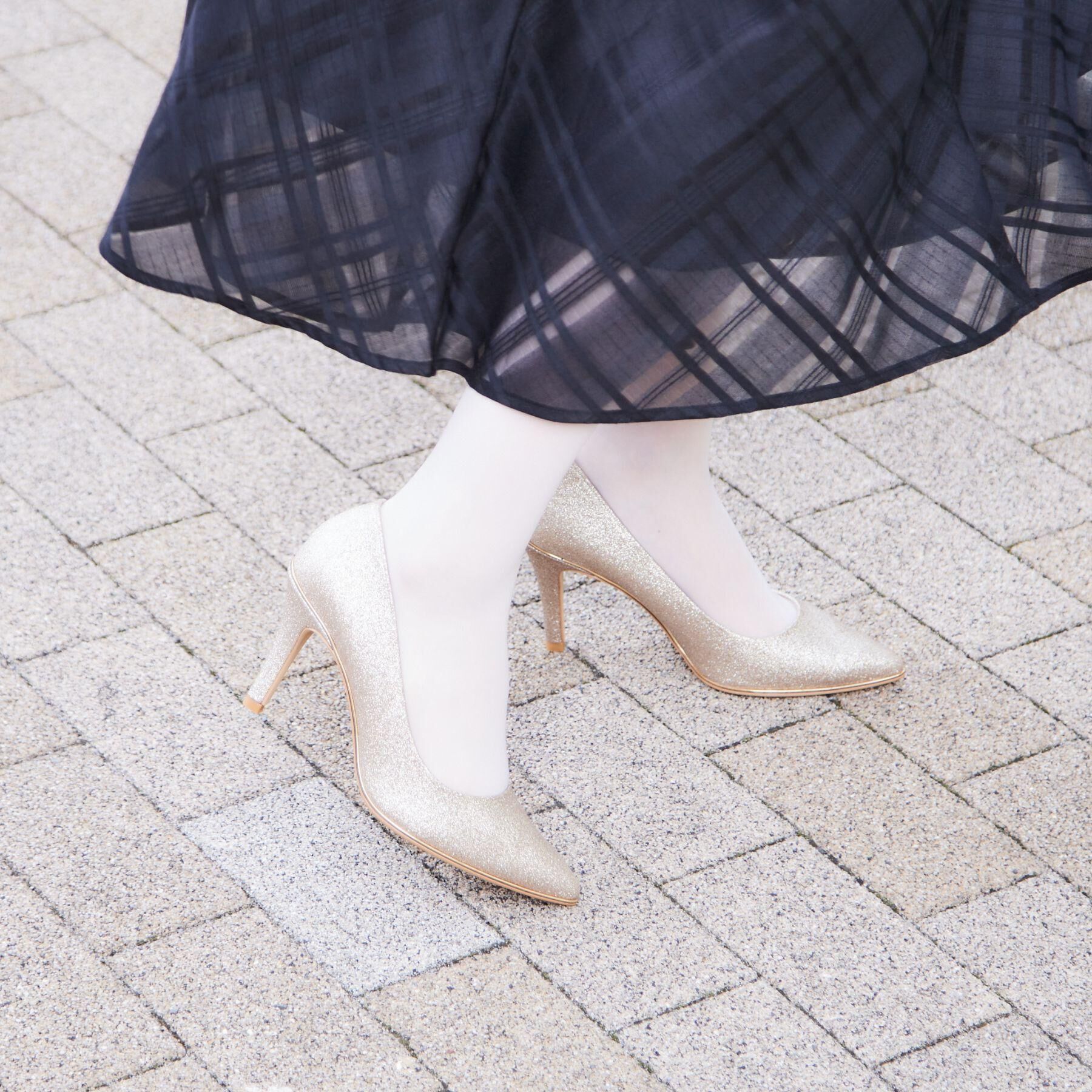 ESPERANZA「【12時間パンプス】約8.5㎝／ラメ素材　歩きやすくて疲れにくい」|パンプス|