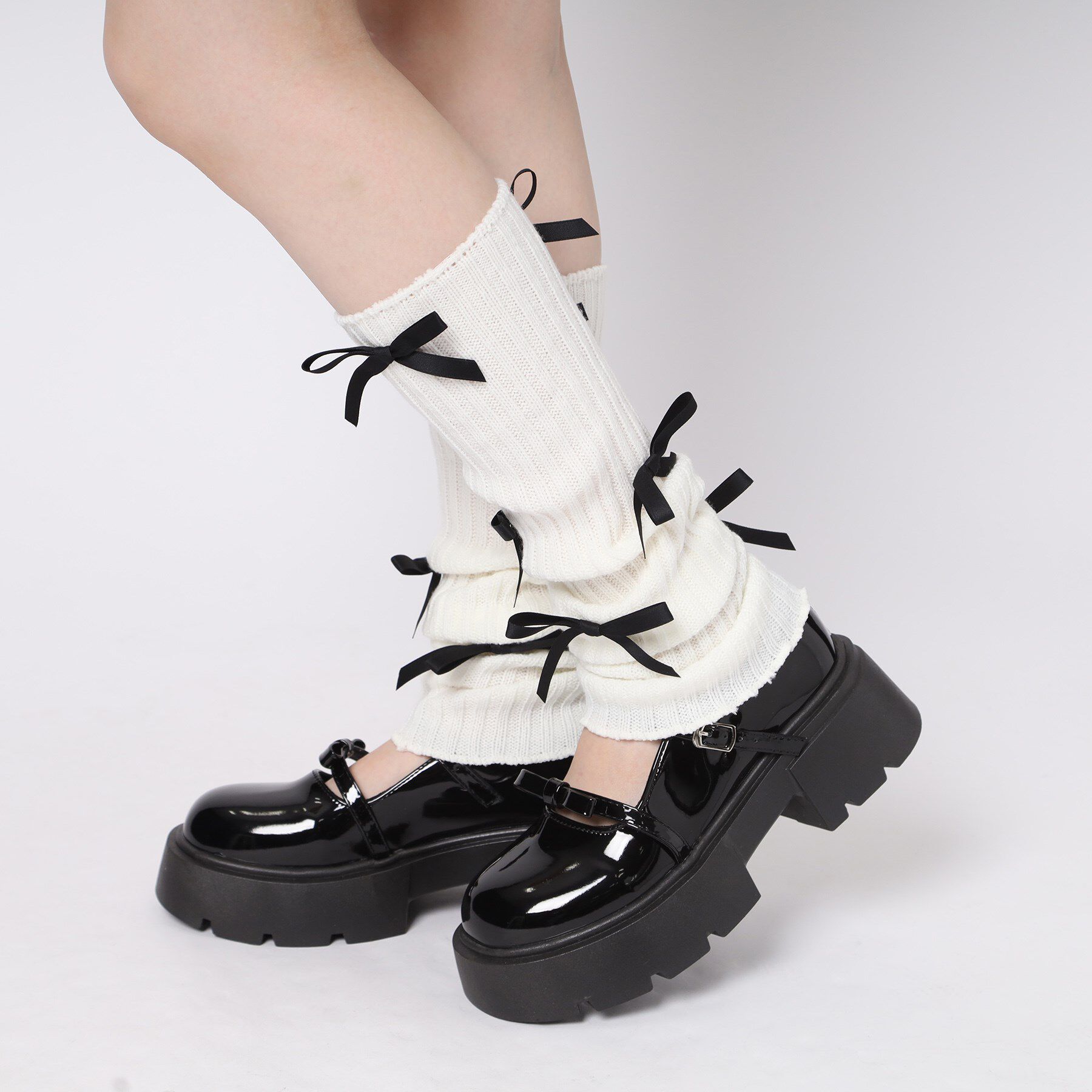 csT&P「厚底 リボン付きダブルストラップパンプス」|パンプス|