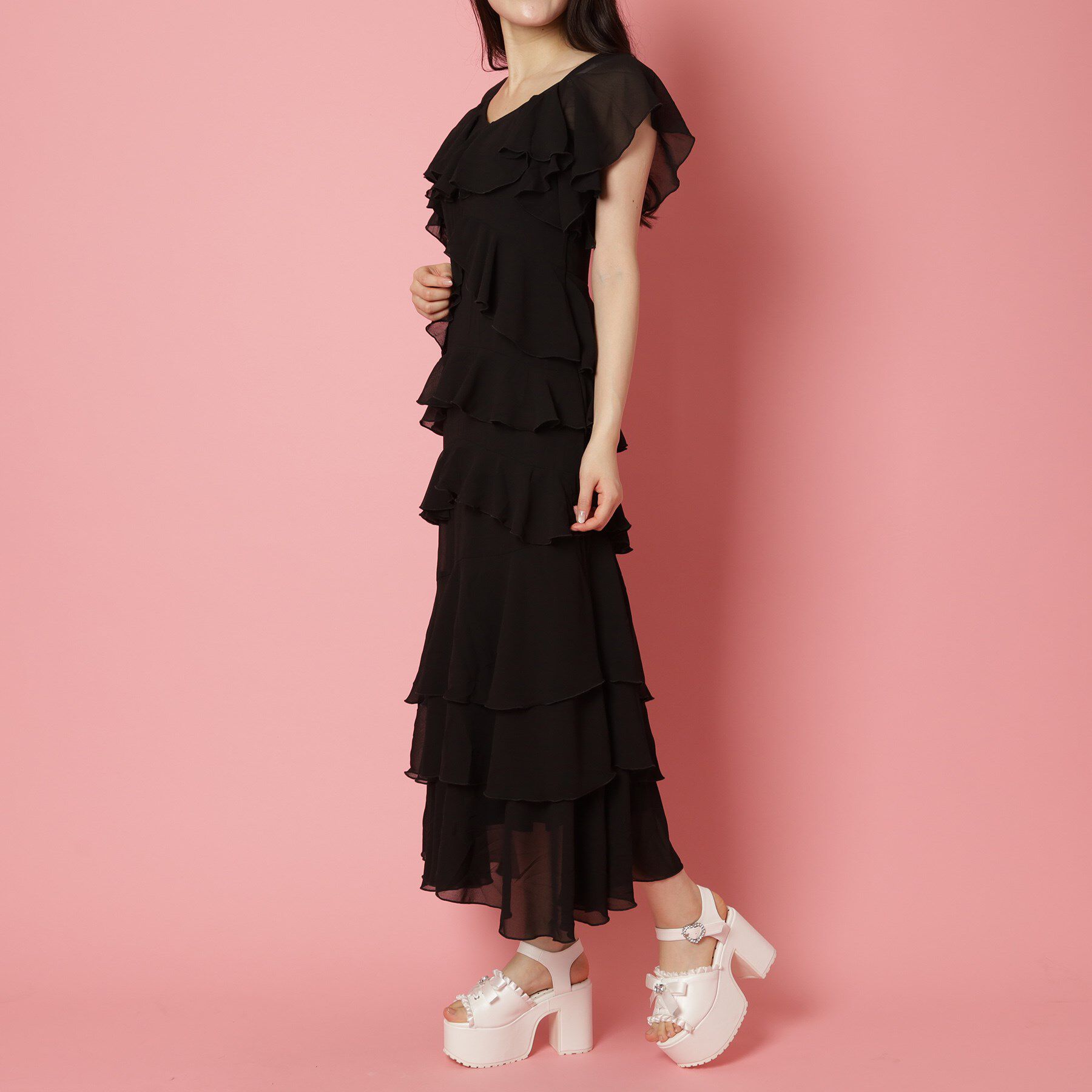 csT&P「地雷系 厚底リボンレースアップサンダル」|サンダル|