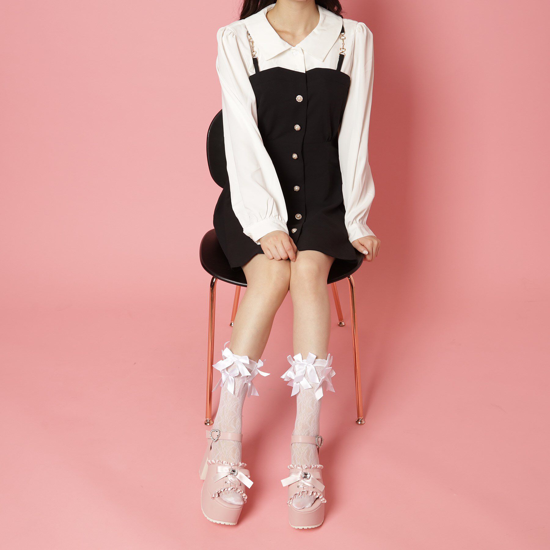 csT&P「地雷系 厚底リボンレースアップサンダル」|サンダル|