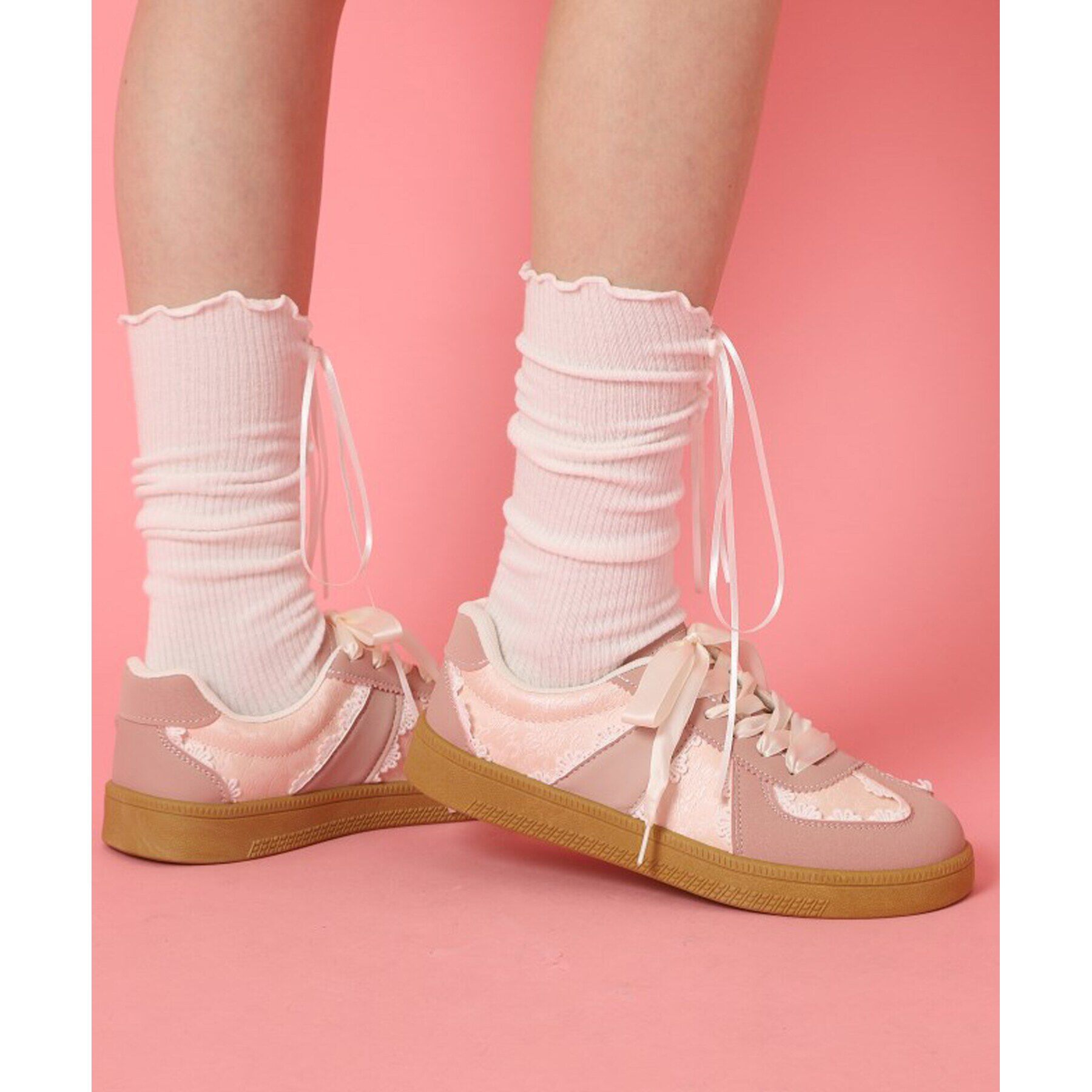 csT&P「サテンリボンレース柄ガーリースニーカー」|スニーカー|